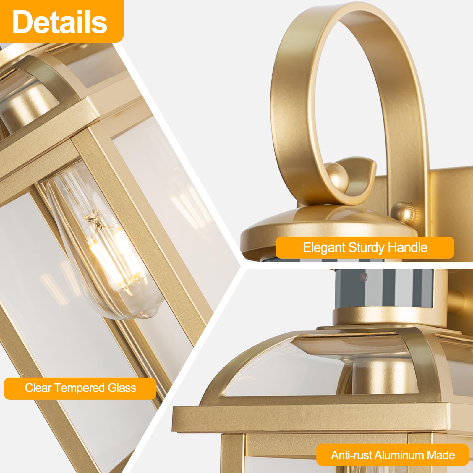 18” Bronze Outdoor Wall Lights Exterior Light Fixtures 2-Pack, Porch Lights Outside Sconces Anti-Rust Aluminum Patio Lights for House Clear Glass Wall Mount Lanterns, IP65 Waterproof