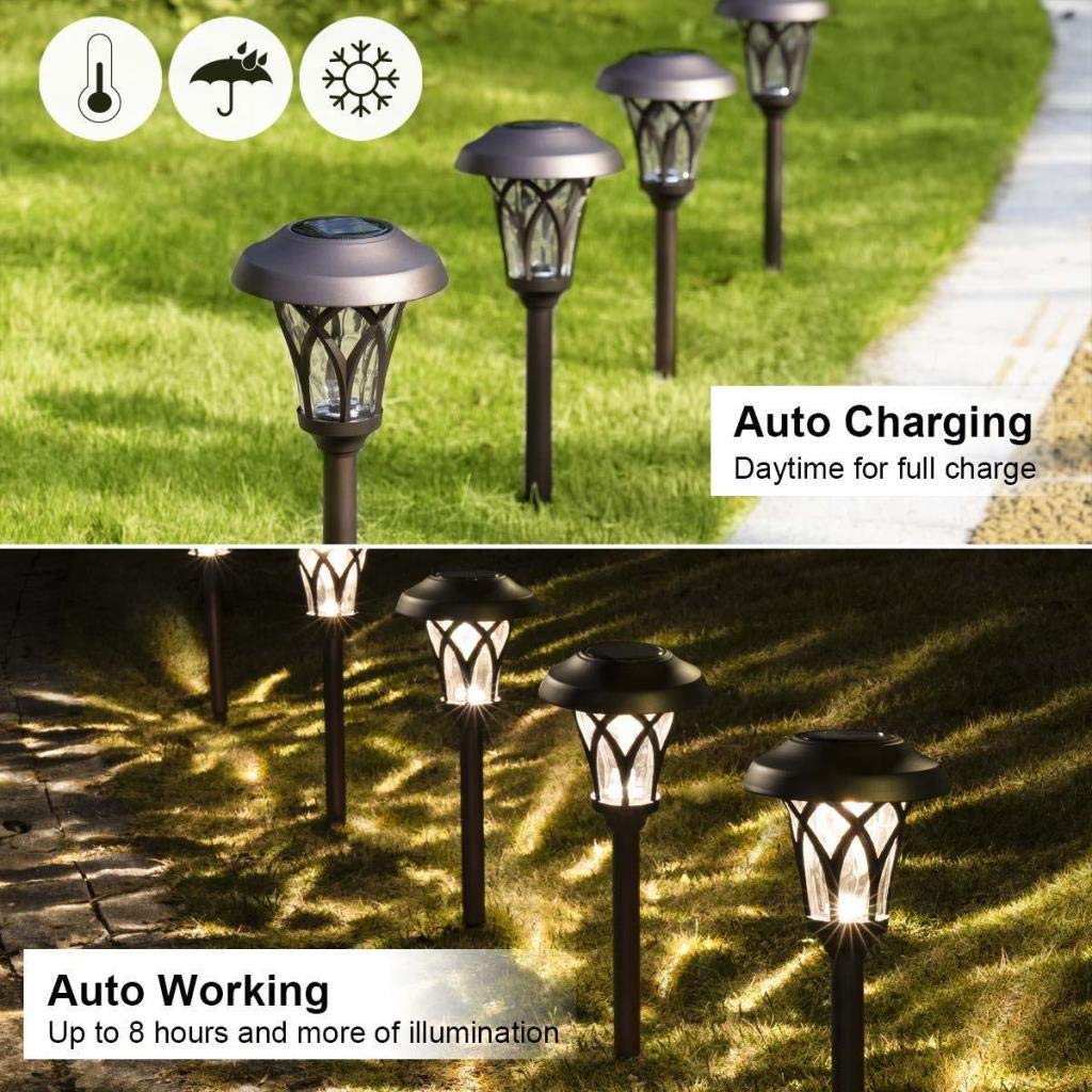 Solar Lights Outdoor 6 Pack, Brown Solar Landscape Lights Warm White, Super Bright High Lumen Waterproof Metal Automatic Solar Lights for Yard, Pathway, Garden, Walkway