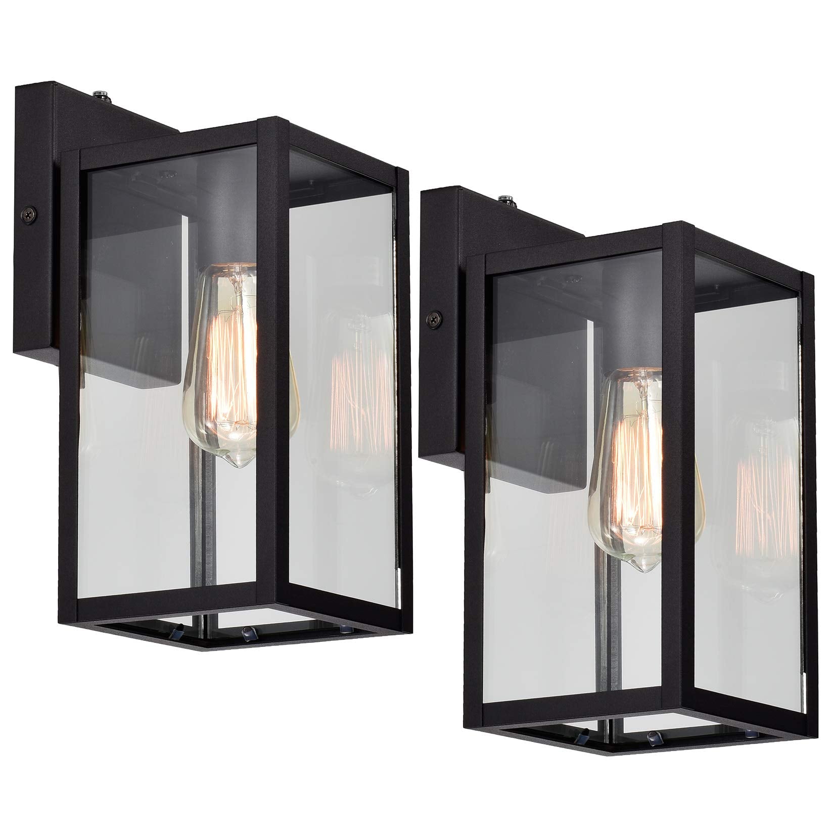 Outdoor Wall Sconce 2 Pack, 14.5 Inch Black Exterior Wall Mount Light Fixtures, Farmhouse Outside Lights for House, Garage, Porch, Patio, Yard, Hallway