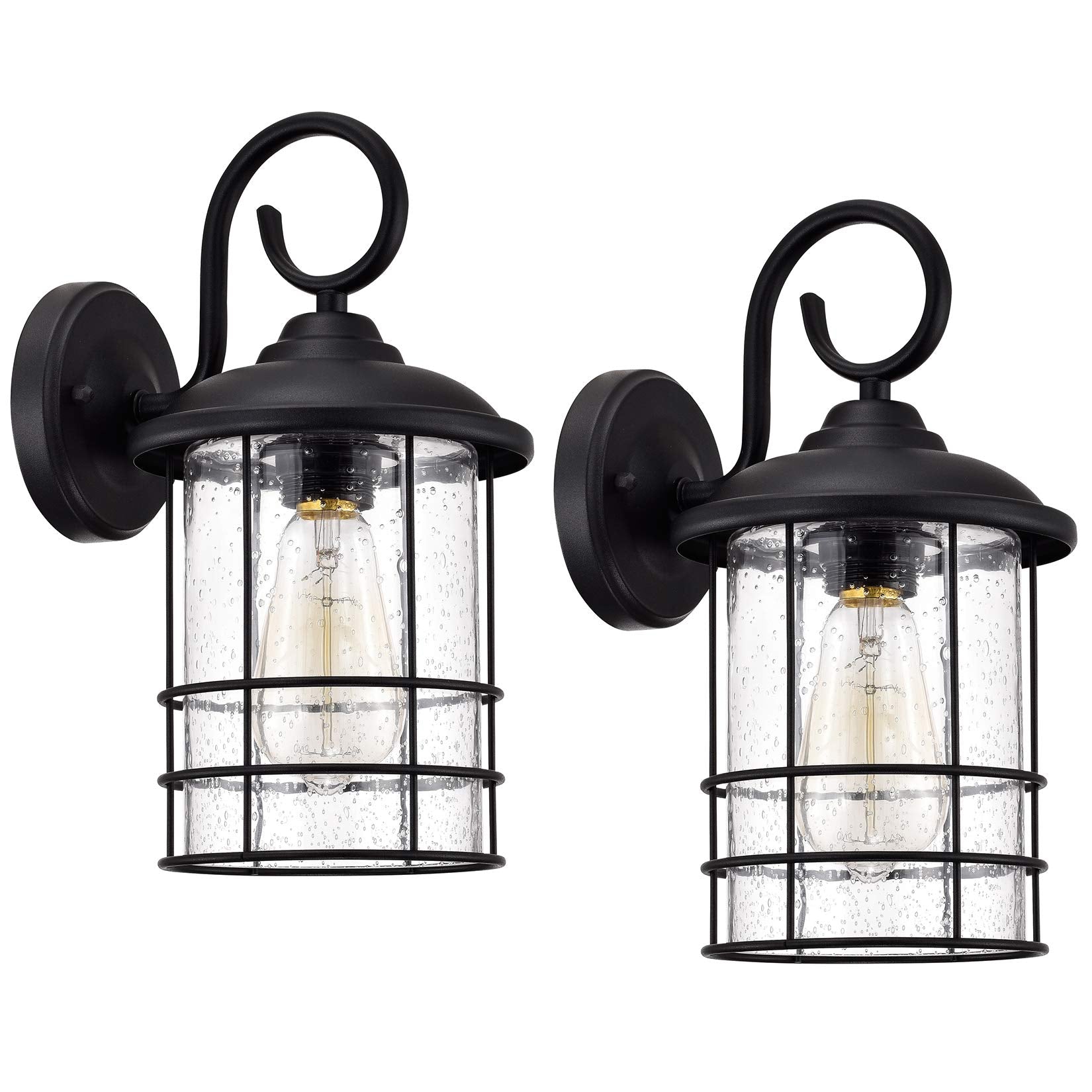 Outdoor Wall Sconce 2 Pack, 14.5 Inch Black Exterior Wall Mount Light Fixtures, Farmhouse Outside Lights for House, Garage, Porch, Patio, Yard, Hallway