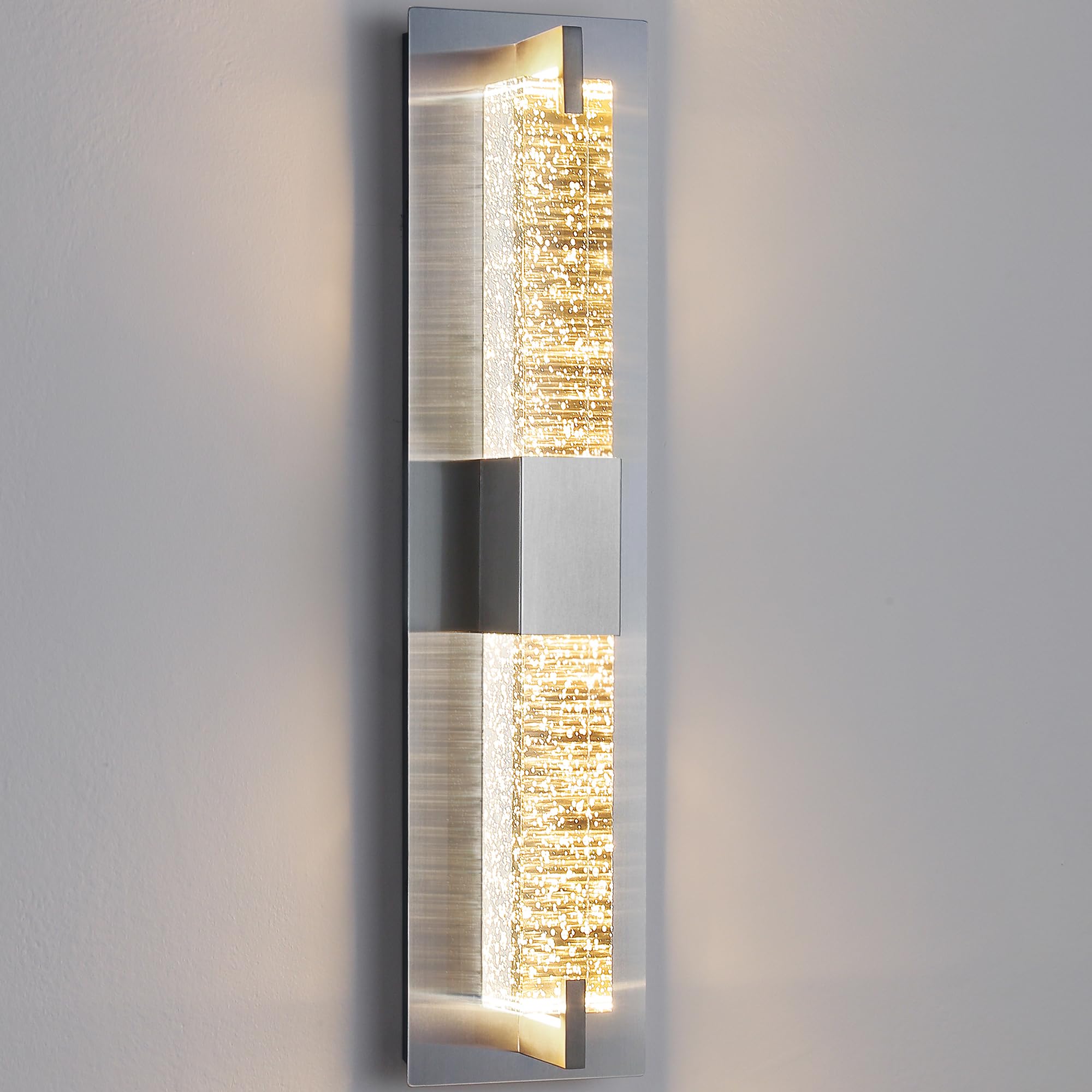 LED Wall Sconce Light: 19 Inch Black Modern Sconces Wall Lighting 3000K Dimmable Crystal Wall Lamps Indoor Bathroom Sconce Wall Mount Light Fixtures for Living Room/Bedroom/Hallway