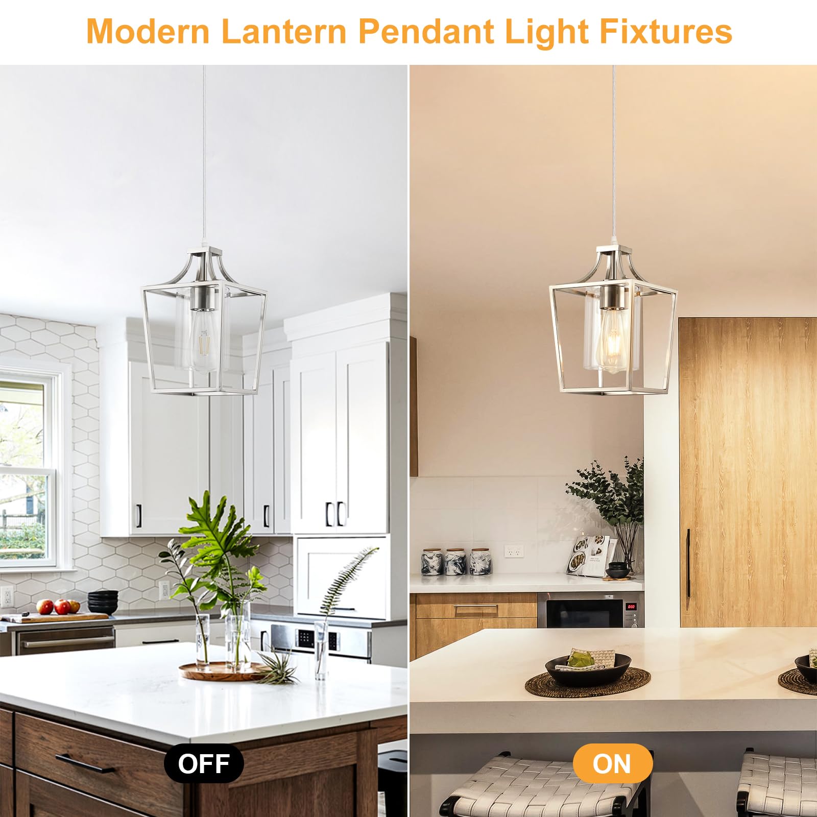 Farmhouse Kitchen Island Lighting Black Pendant Light Fixtures 4-Light Dining Room Lights Wood Chandelier Adjustable Hanging Pendant Lighting for Kitchen Island