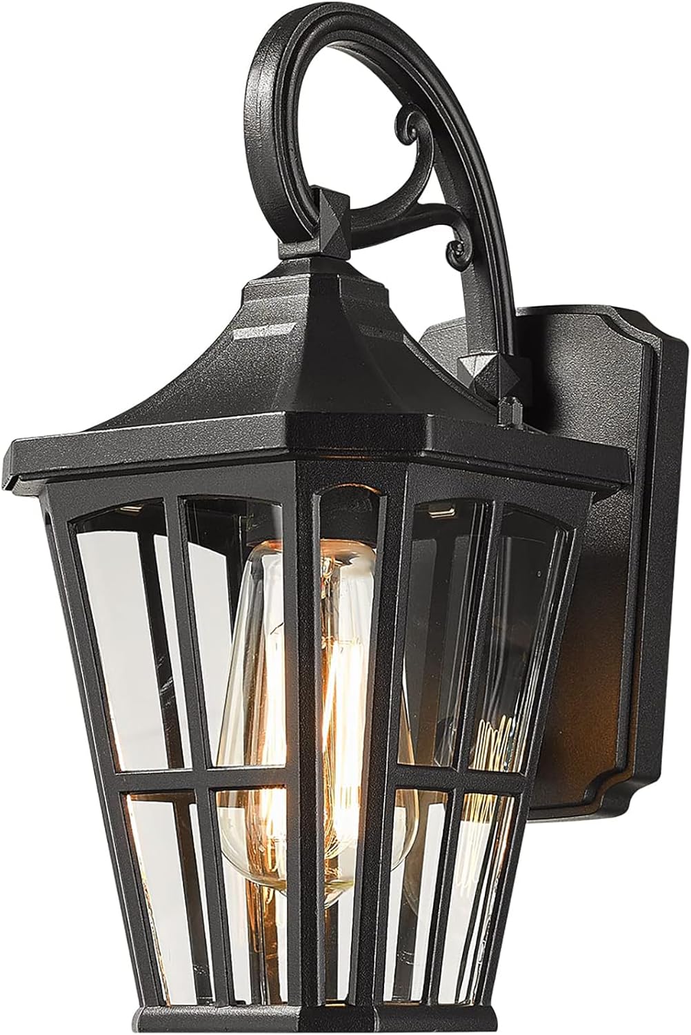 Farmhouse Outdoor Hanging Light for Porch - 16 Inch Large Exterior Pendant Light, Clear Glass Shade in Black Finish, XE221H BK