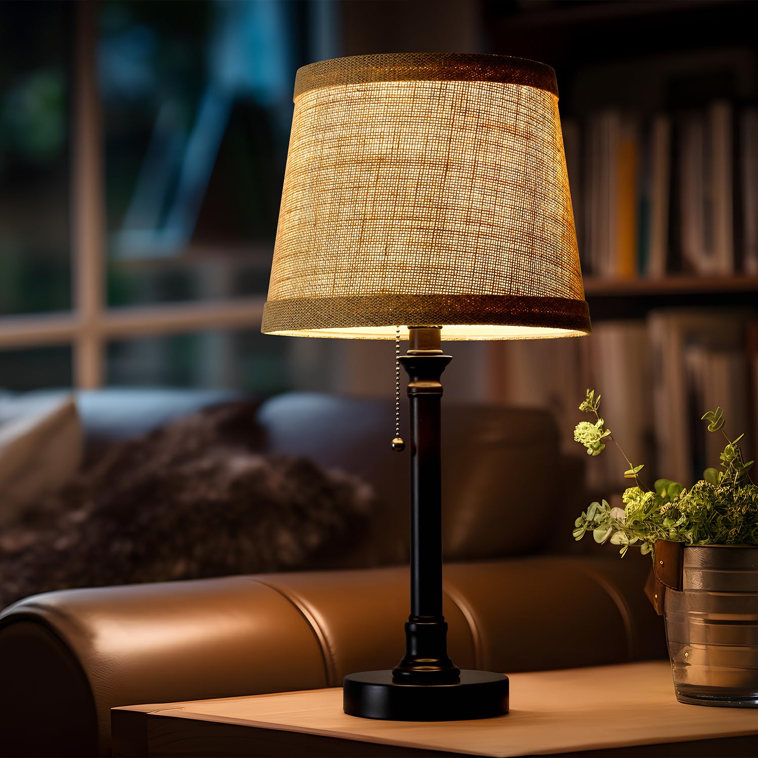 19.5'' Gold Table Lamp for Living Room Nightstand Modern Lamps Brass Table Lamp for Bedroom Metal Bedside Lamp with White Drum Shade