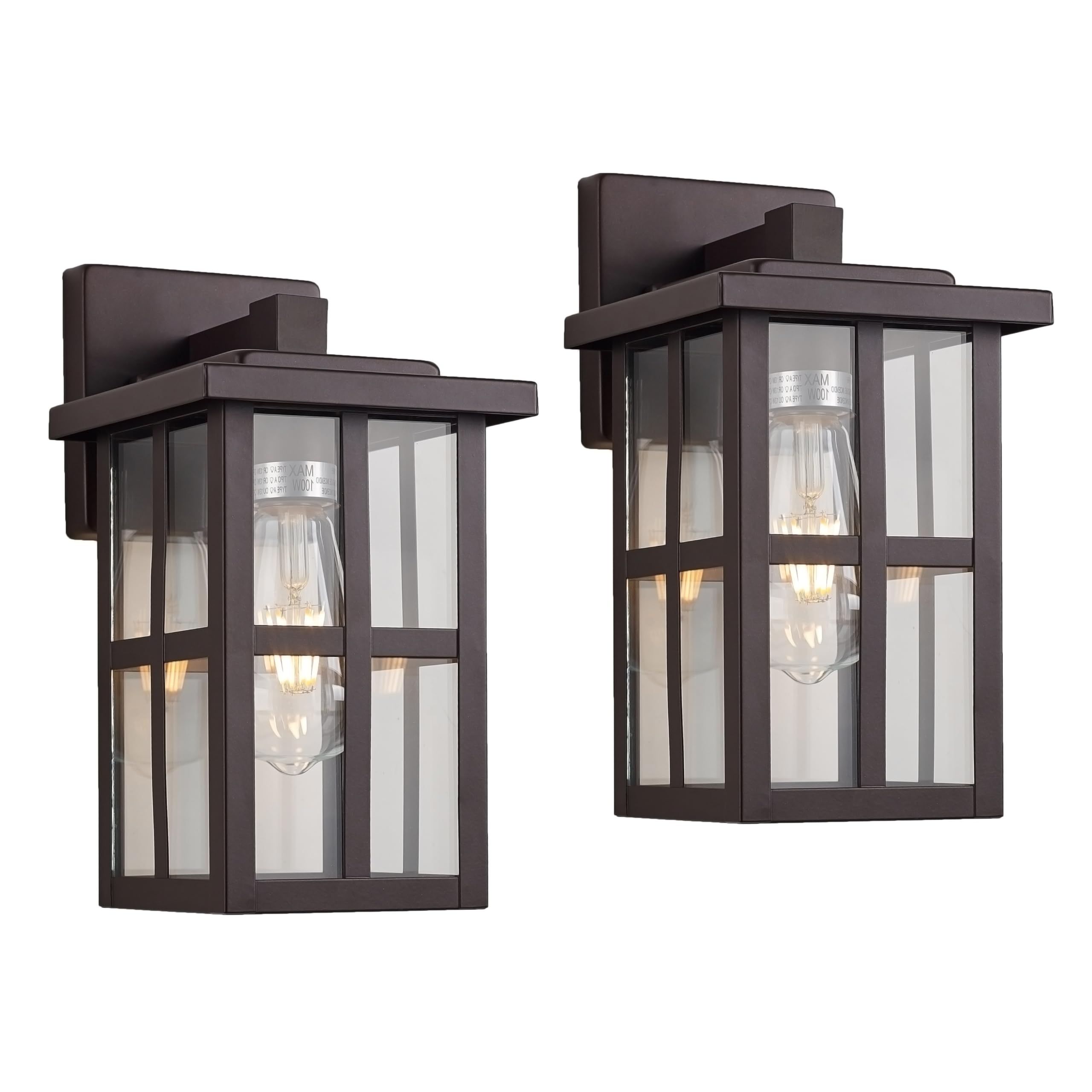 Oil Rubbed Bronze Outdoor Light Sconces Wall Mount, Clear Seedy Glass Large Exterior Porch Wall Lantern, 12.5" Outside Lights for House, Front Porch, Patio, Backyard