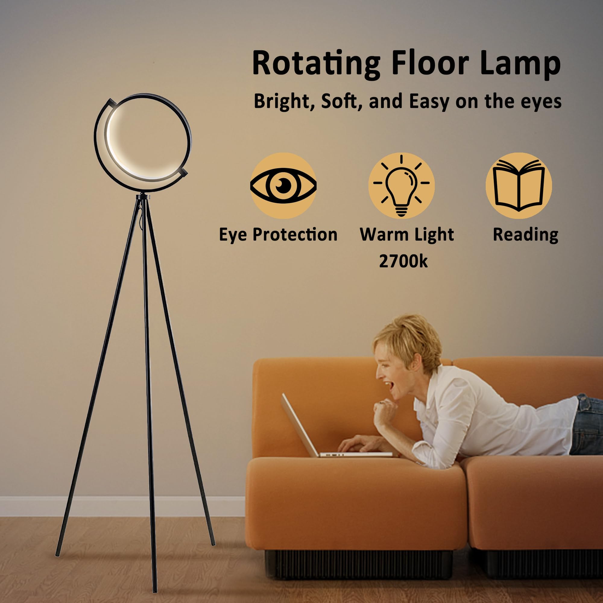 Floor Lamp White Natural Ostrich Unique Bedside Floor Lamps with Foot Switch Modern Gold Luxury LED Bulbs Resin Standing Light for Bedrooms Dining Room Living Room Kitchen 35 Pieces