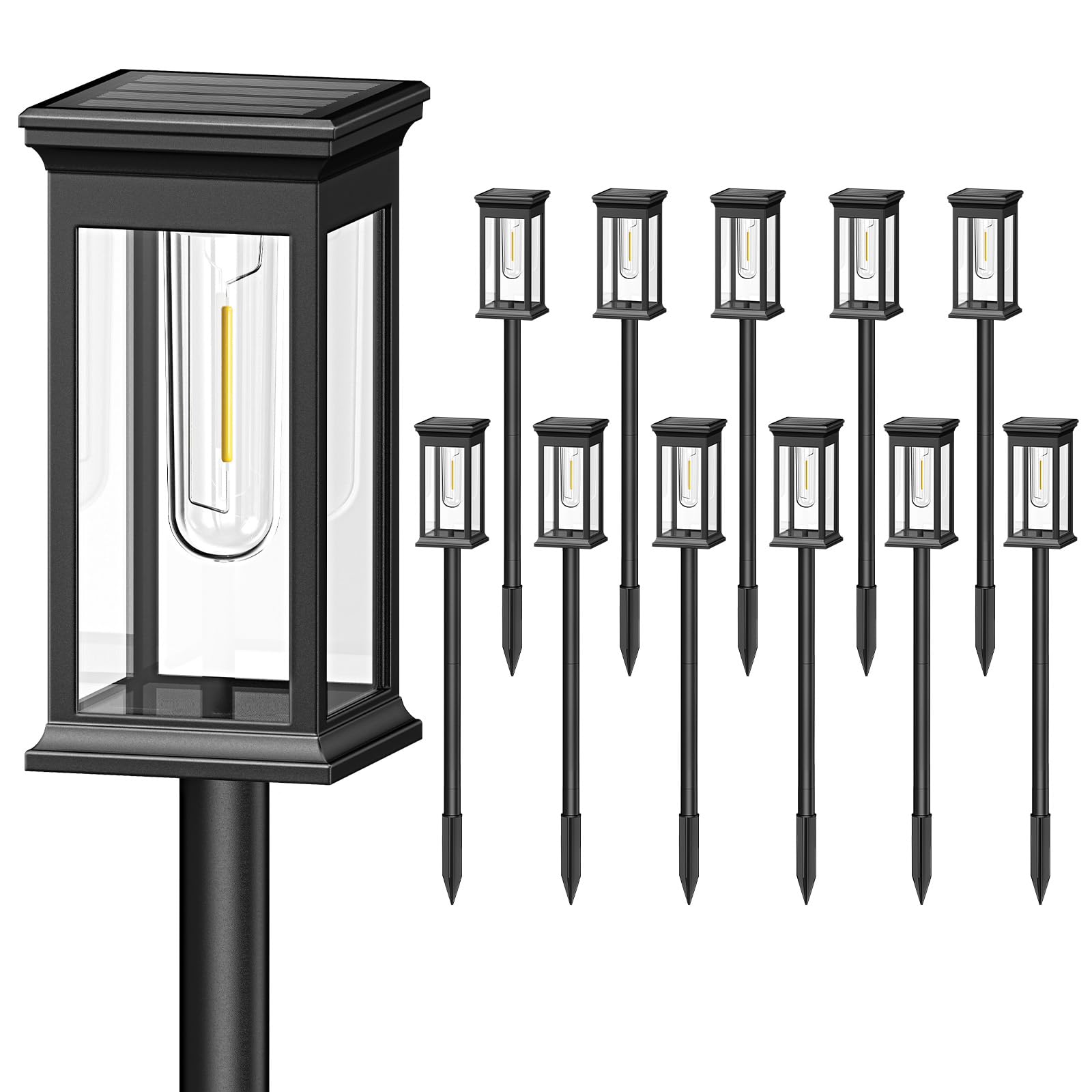 Solar Pathway Lights Outdoor 8 Pack, 2X Bigger Solar Outdoor Lights, Bright Solar Garden Lights Outdoor Waterproof, Auto On/Off Outdoor Solar Lights for Yard Landscape Path Lawn Patio Walkway