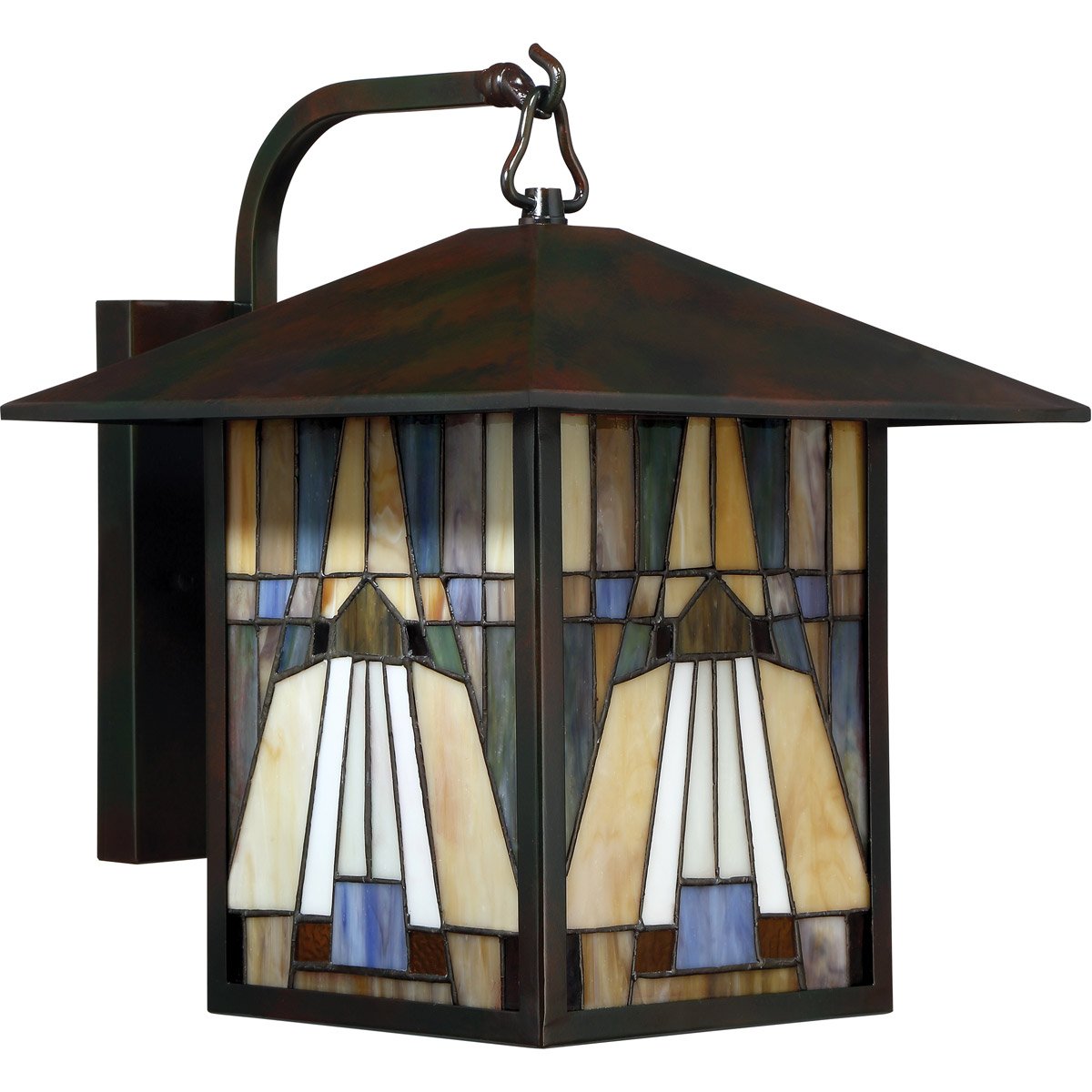 Classic Geometric Handcrafted Mission Outdoor Wall Sconce, 1-Light 100 Watt, 11" H x 7" W, Valiant Bronze