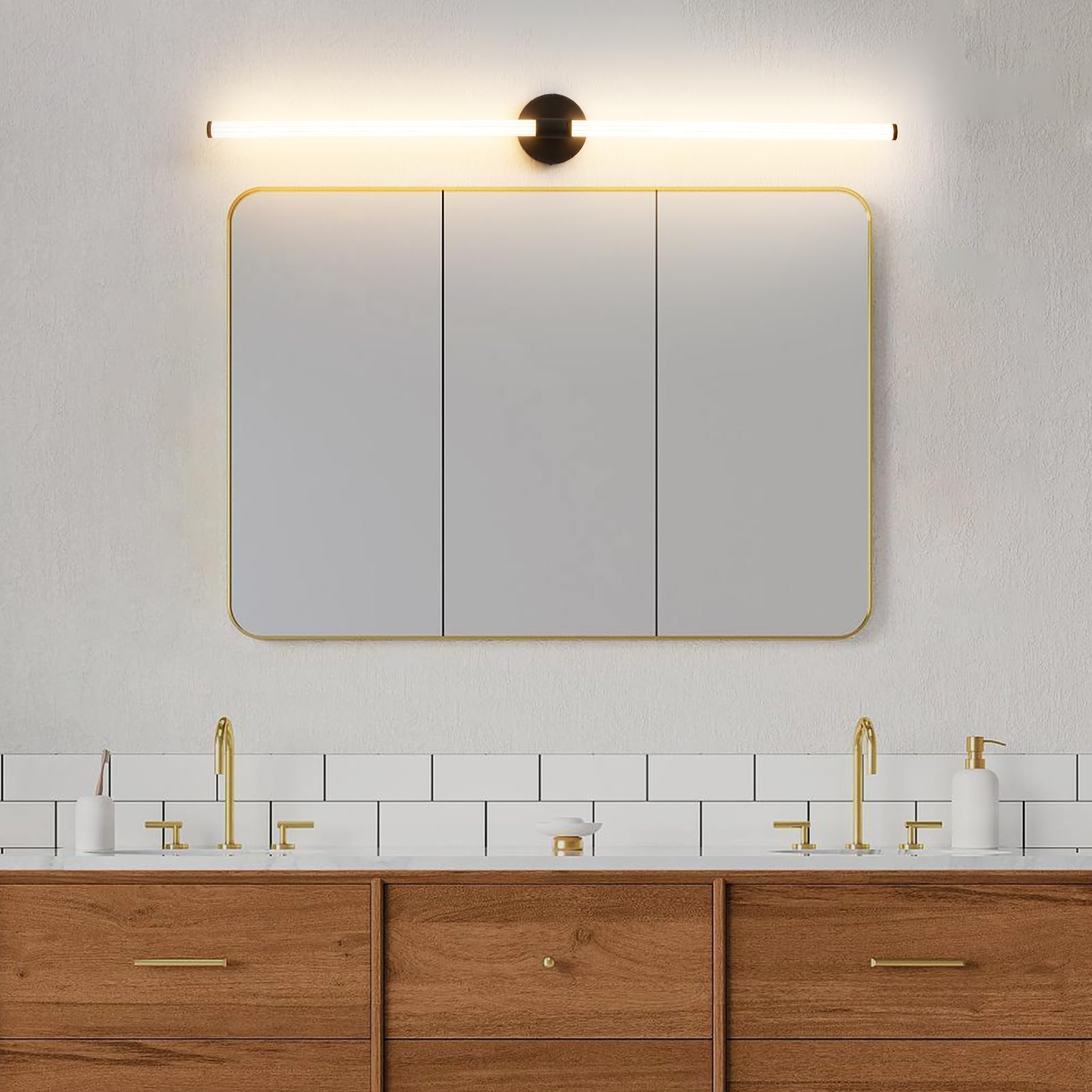 LED Bathroom Light Fixtures Gold Bathroom Vanity Lights Over Mirror 360° Full Lighting Dimmable LED 22 inch Vanity Light Bar Modern Wall Sconce Warm Light for Bedroom Living Room