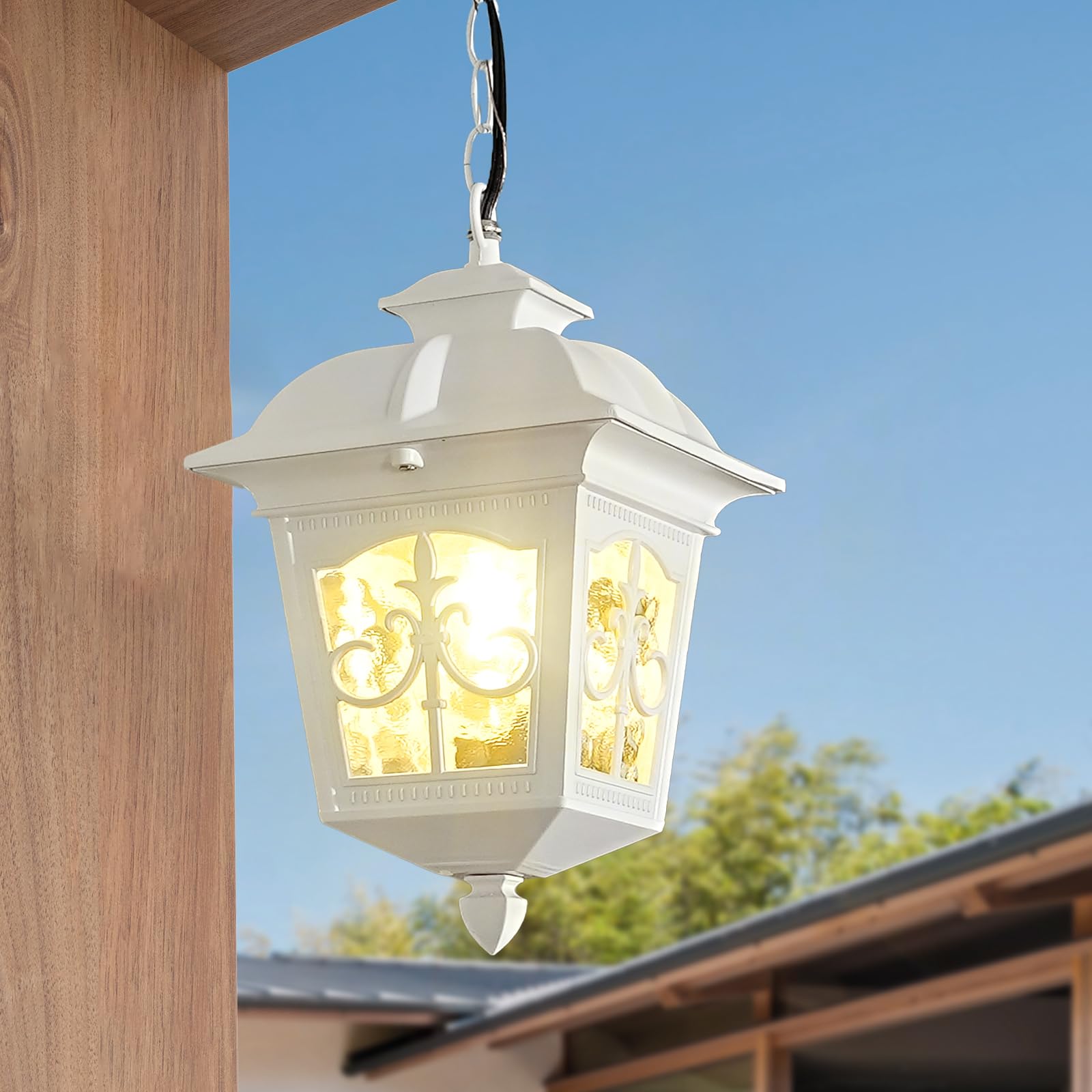 Black Outdoor Pendant Light for Porch Patio Entryway Yard Front Door Beach, Waterproof Pendant Lamp Fixture Indoor Hanging Lantern for Kitchen Dinning Room(1 Pack)