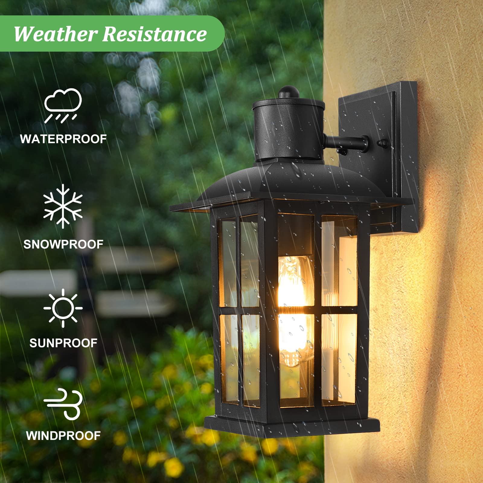 Outdoor Light - Advanced Dusk to Dawn Exterior Lantern Fixtures Wall Sconce, Waterproof Porch Light Fixtures Wall Mount for Entryway Garage, Anti-Rust 100% Aluminum