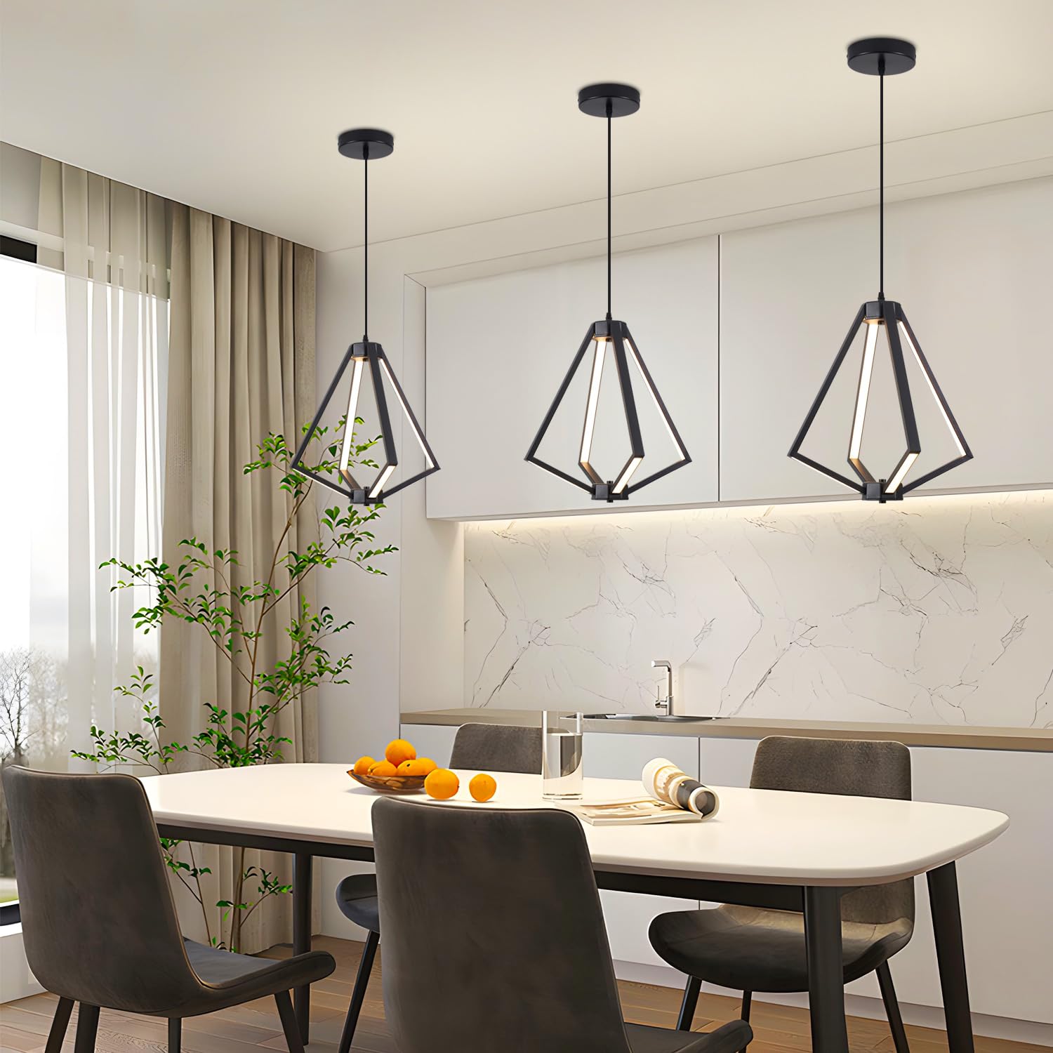 Modern LED Chandelier Dimmable 2 Ring Gold Pendant Light Acrylic 34W 4000K Height-Adjustable Modern Chandelier for Dining Room Living Room Bedroom Kitchen Island Foyer Stairway