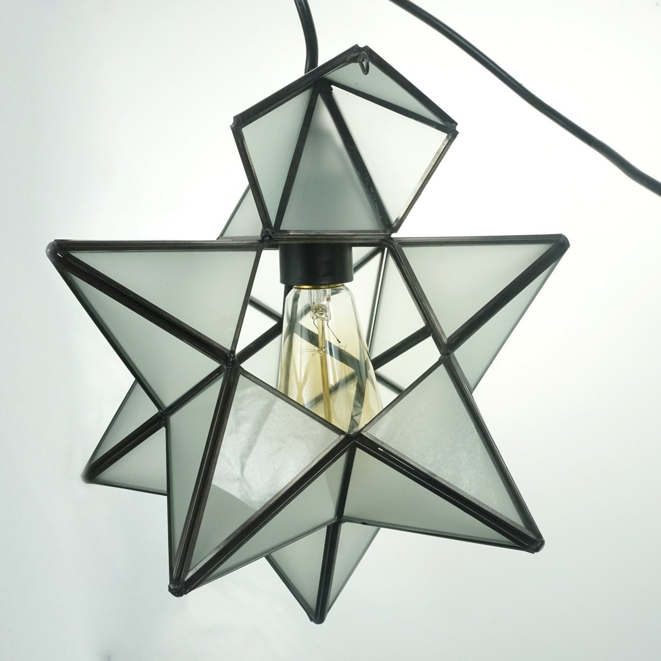 Modern Moravian Star Gold Finish Pendant Light Clear Glass Hanging Brass Star Lights Fixture 11''