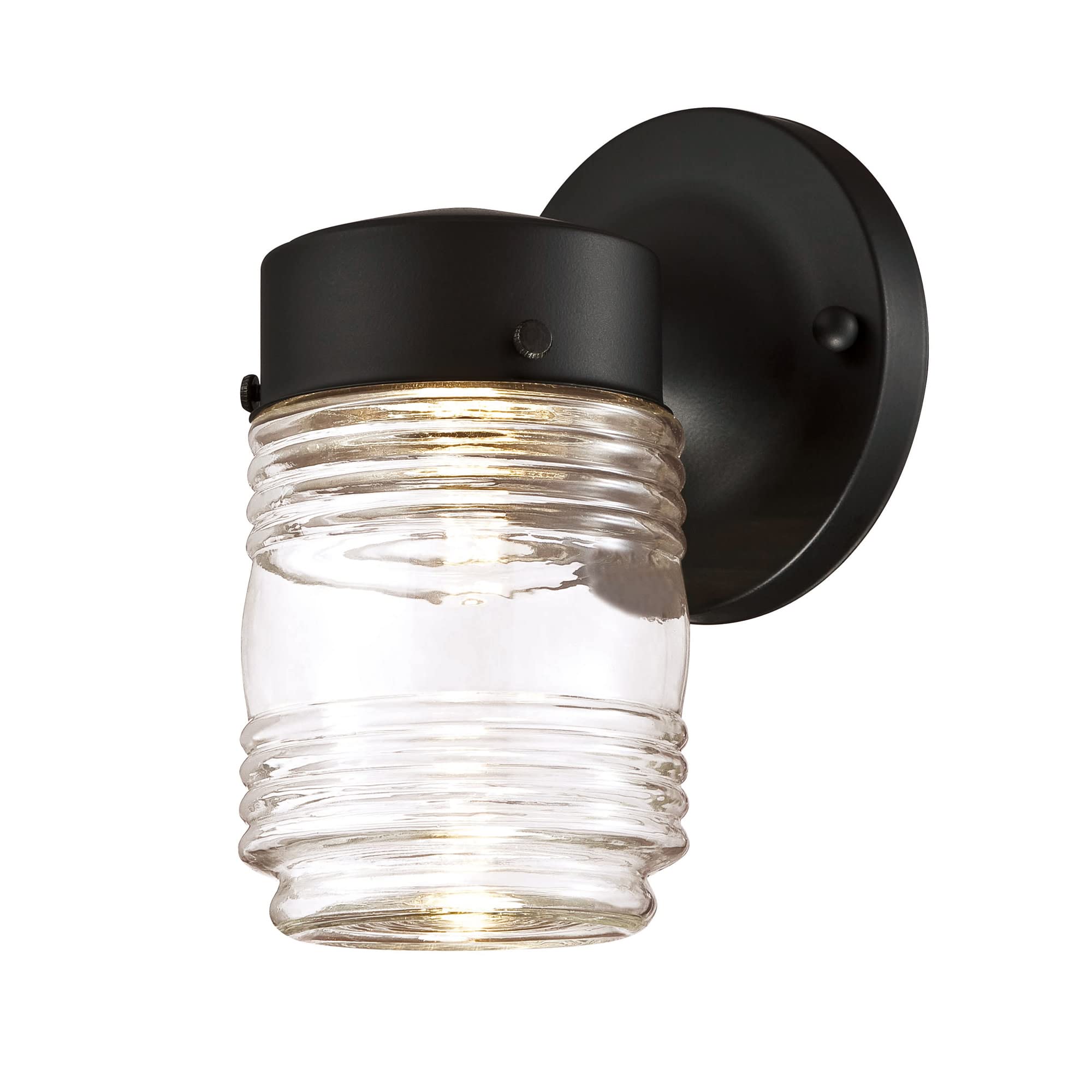 Design House 587311 Jelly Jar Classic 1-Light 2-Pack Indoor/Outdoor Wall Light with Clear Ribbed Glass for Entryway Porch Patio, Oil Rubbed Bronze