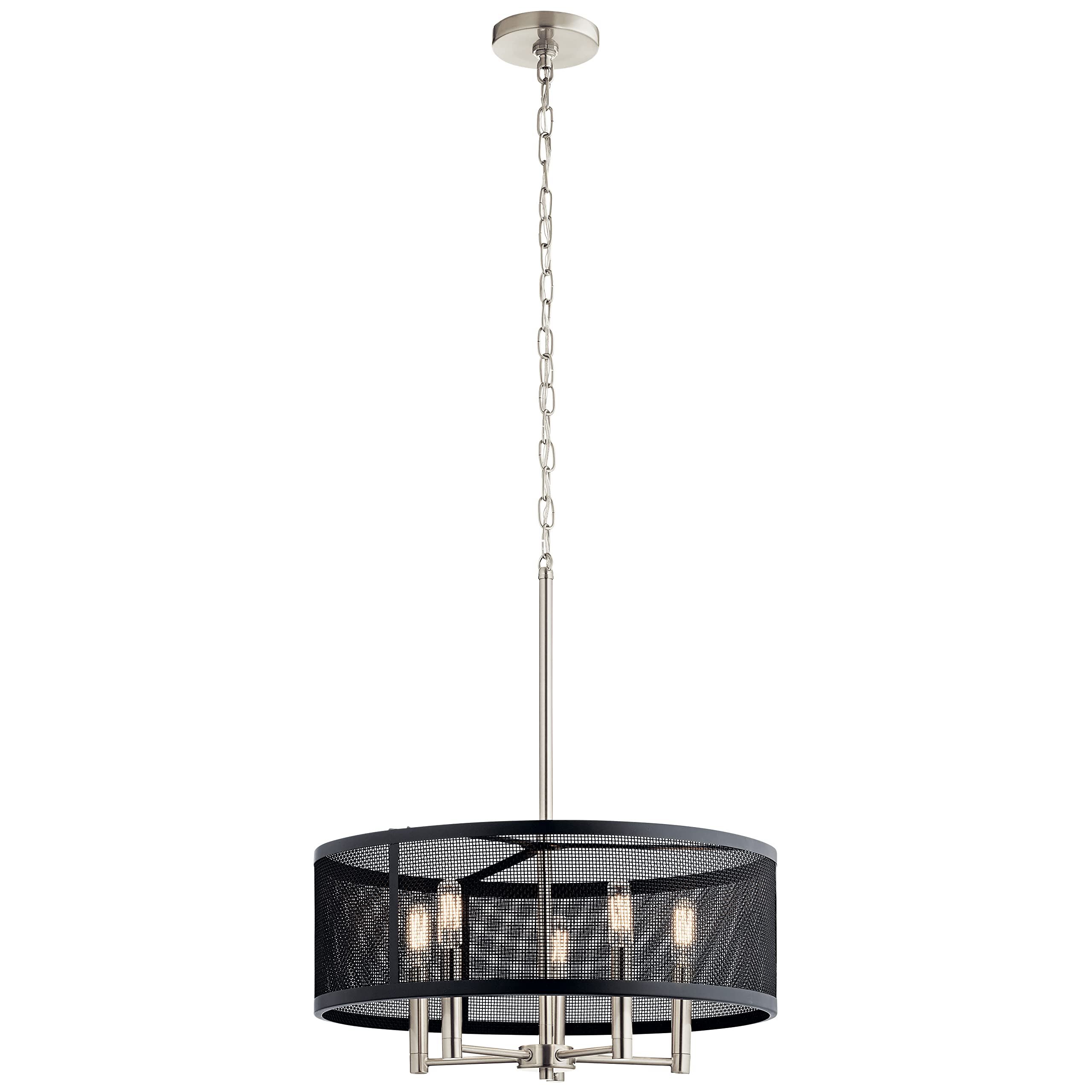 Edmund Satin Black and Brushed Nickel Industrial Clear Glass Globe Medium (10-22-in) Pendant Light