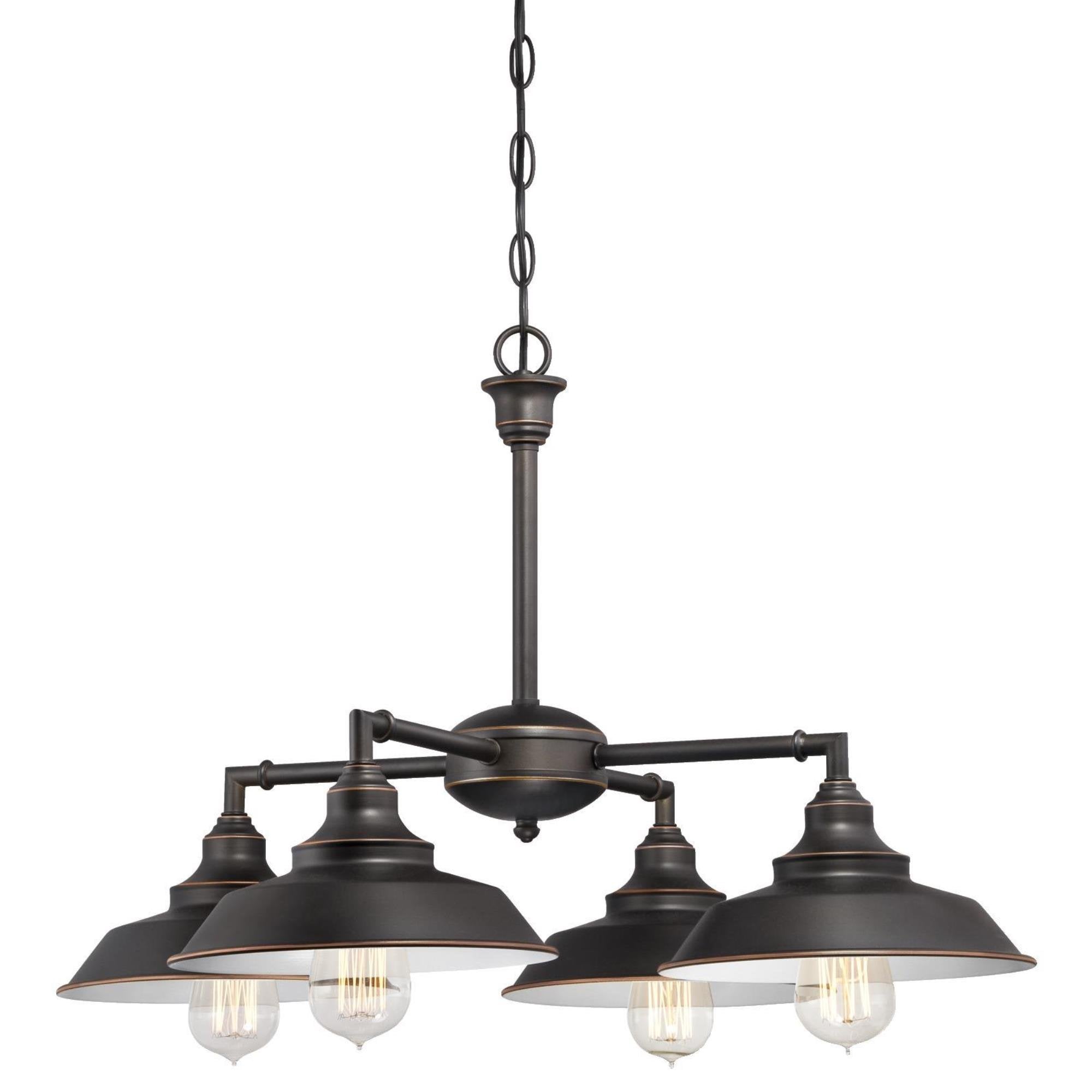 Four-Light Indoor Iron Hill Chandelier, 4, Oil Rubbed Bronze with Highlights