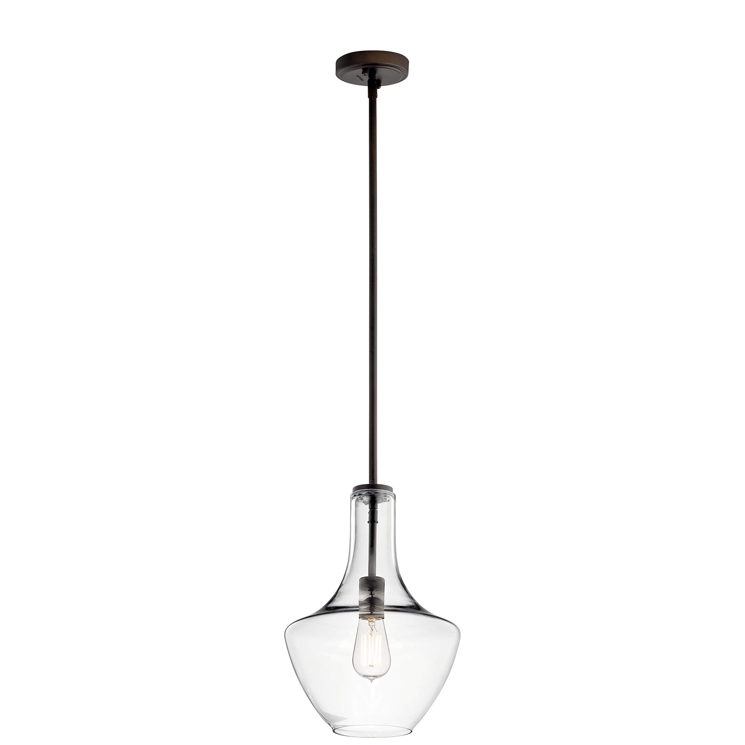 19.75" Kitchen Bell Pendant in Olde Bronze®, 1-Light Clear Glass Pendant Light, (19.75" H x 13.75" W), 42046OZ