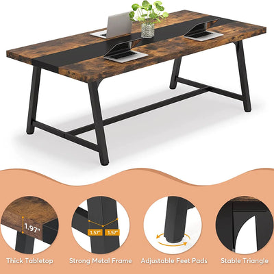 Mara Dining Table for 8 People | 70.87" Industrial Rectangular Wood Kitchen Table