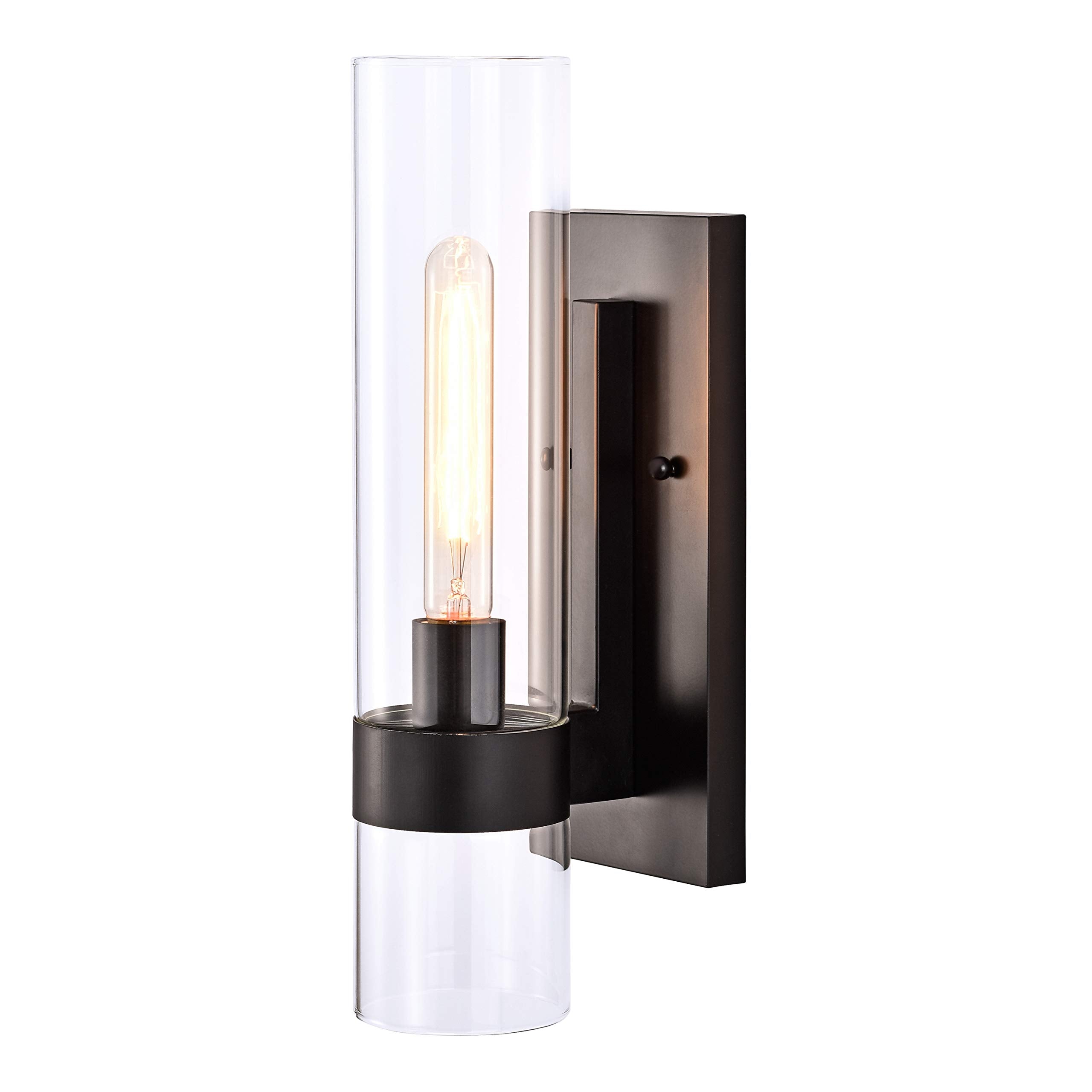 Black Indoor Wall Sconces Set of Two, Bathroom Vanity Light Fixtures Over Mirror, Glass Wall Lamps for Bedroom Side Vanity Lights for Bathroom Sink Hallway