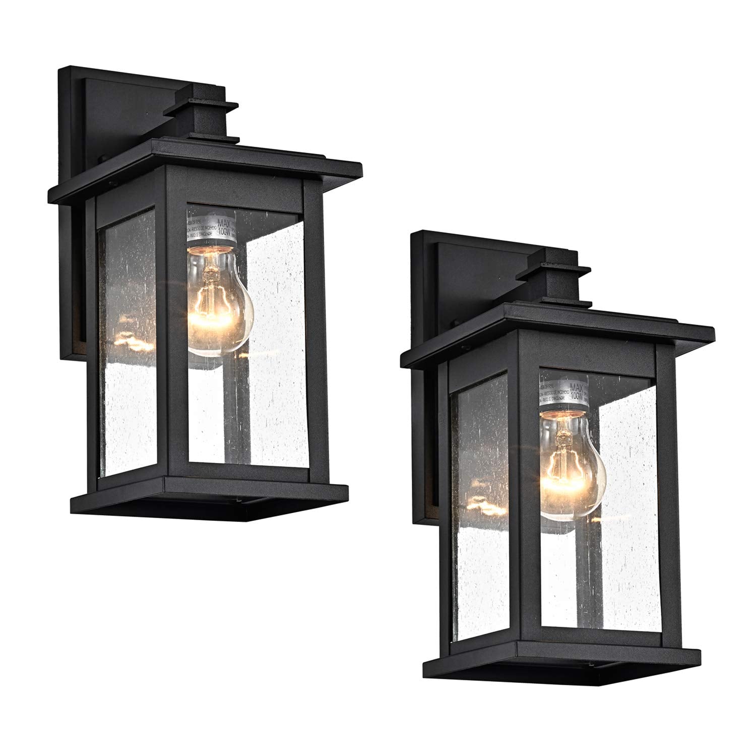 Outdoor Wall Sconce 2 Pack, 14.5 Inch Black Exterior Wall Mount Light Fixtures, Farmhouse Outside Lights for House, Garage, Porch, Patio, Yard, Hallway