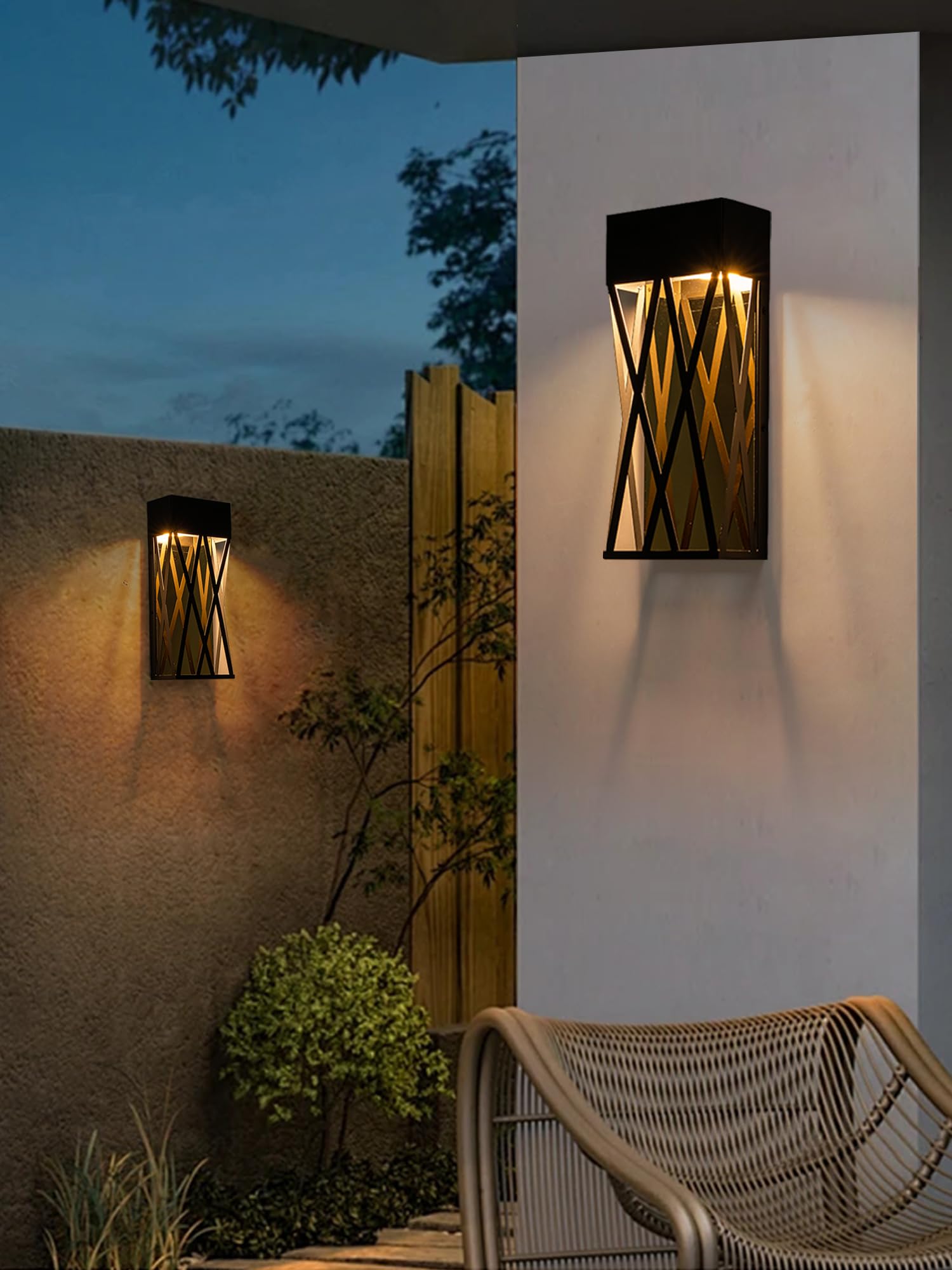 Outdoor Wall Lights LED, Black Modern Porch Light Fixture Wall Mount, Exterior LED Wall Sconce with Gold Stainless Steel Interior, Waterproof 10w Outside Wall Lighting for House, Porch, Patio