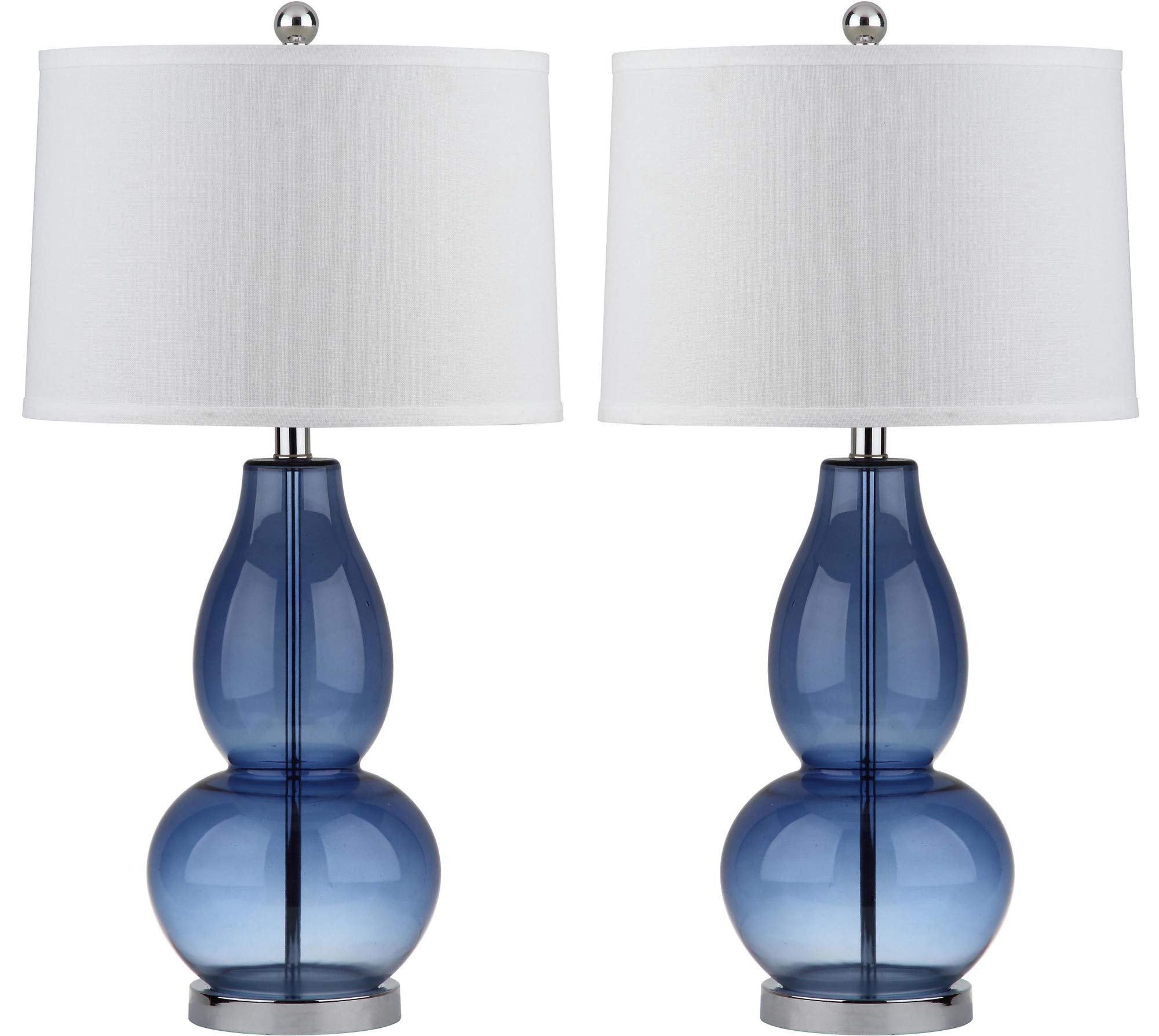 Blue Glass Double Gourd 29-inch Bedroom Living Room Home Office Desk Nightstand Table Lamp Set of 2 (LED Bulbs Included)