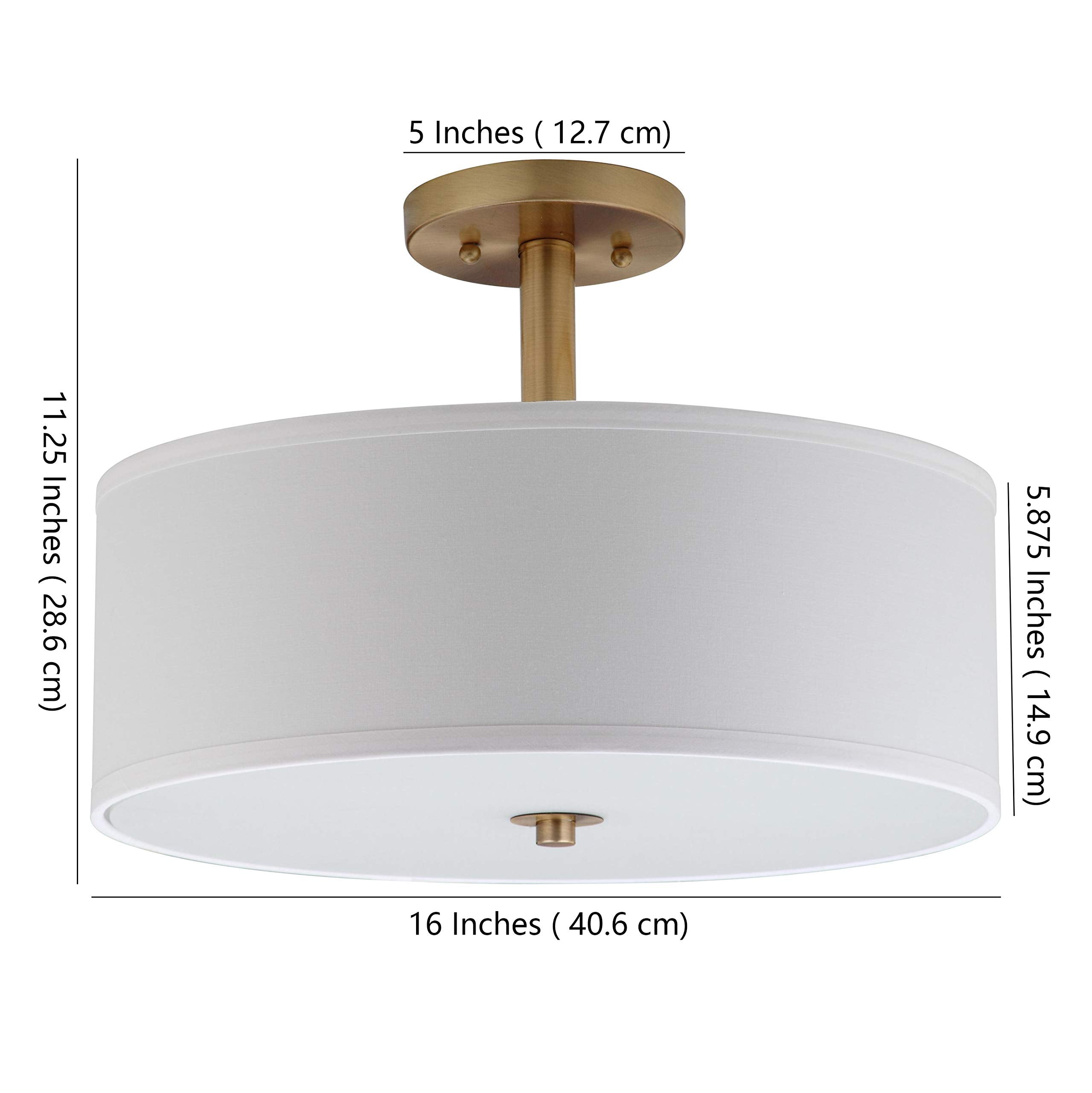 Lighting Collection Clara Gold 16-inch Diameter Semi Flush Mount Ceiling Light Fixture (LED Bulbs Included)