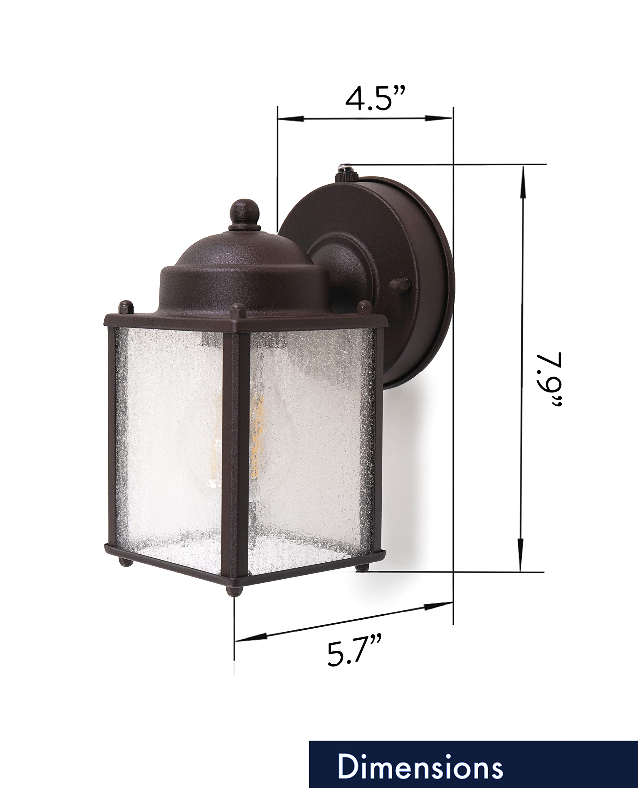 Outdoor LED Square Coach Light for Porch, Patio, Deck, Barn, Wet Location, Built in LED Gives 60W of Light from 9.5W of Power, 800 Lumens, 3K, Durable Nickel Finish & Clear Glass