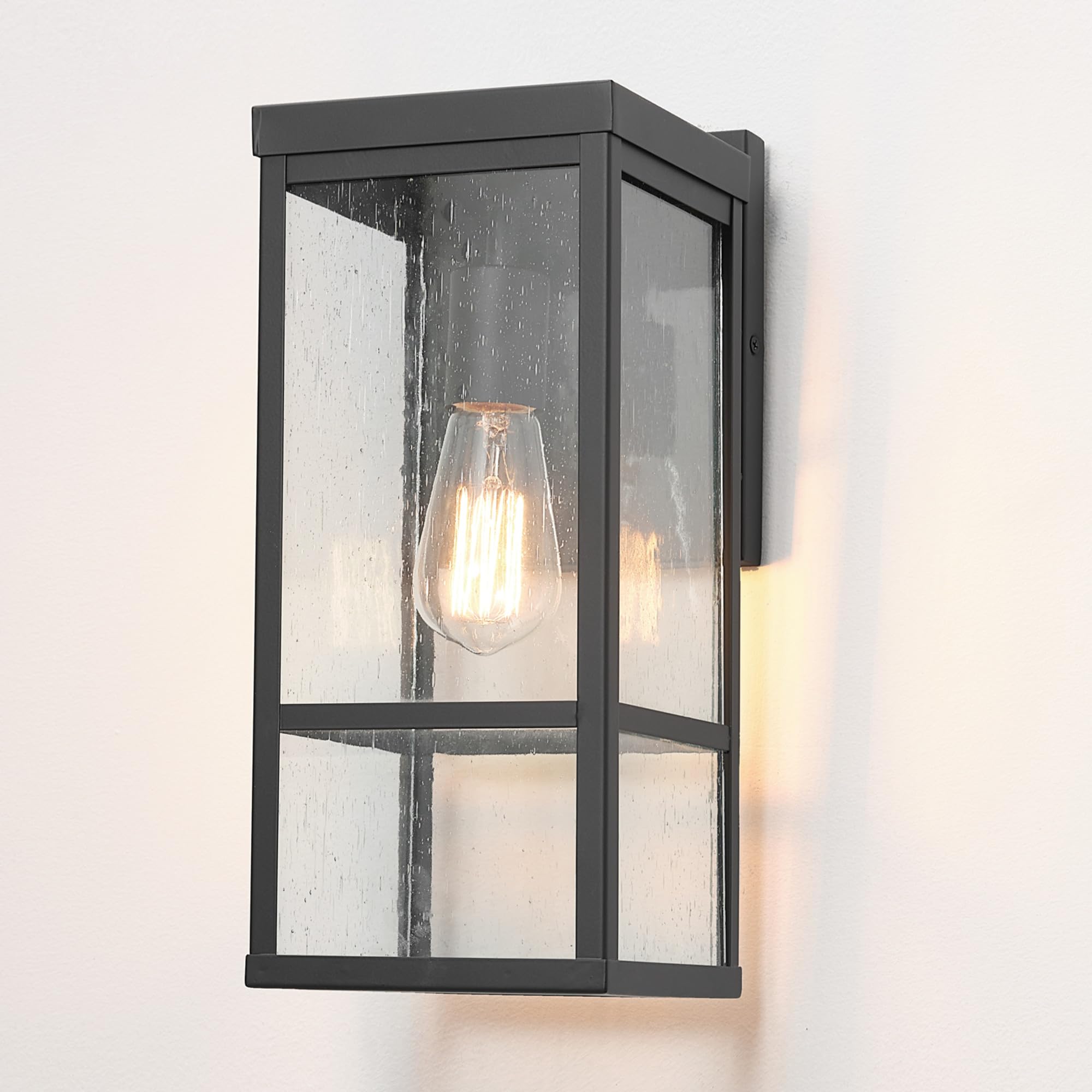 1-Light Outdoor Indoor Wall Sconce, Matte Black, Clear Glass Shade 16