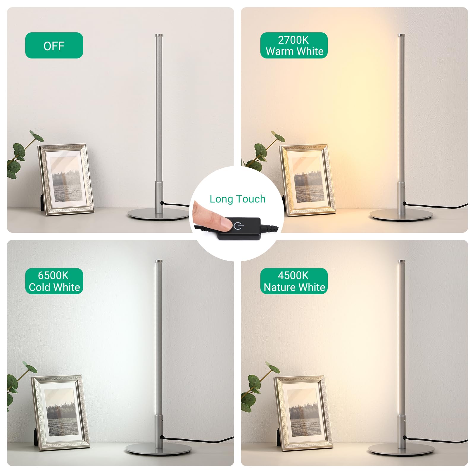 LED Table Lamp, Dimmable Bedside Lamp with 3 Colour Temperature, Touch Controller, Minimalist Lamp for Bedroom, Living Room, Corner Lighting, Gift, Reading, Metal Finish, Gold, 6W