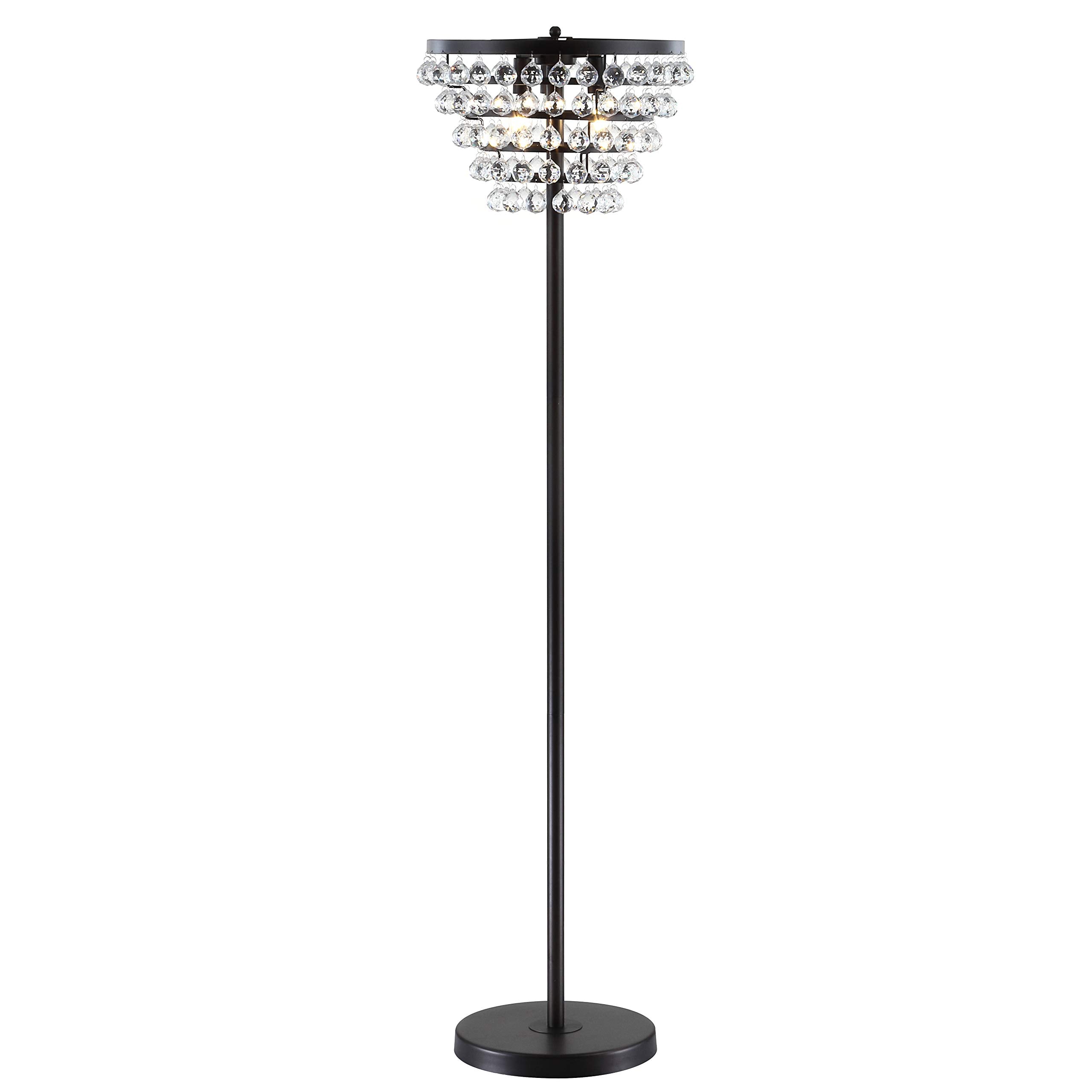 60" Crystal/Metal LED Floor Lamp, Contemporary, Modern, Transitional, Elegant, Office, Living Room, Family Room, Dining Room, Bedroom, Hallway, Foyer, Brass Gold/Clear