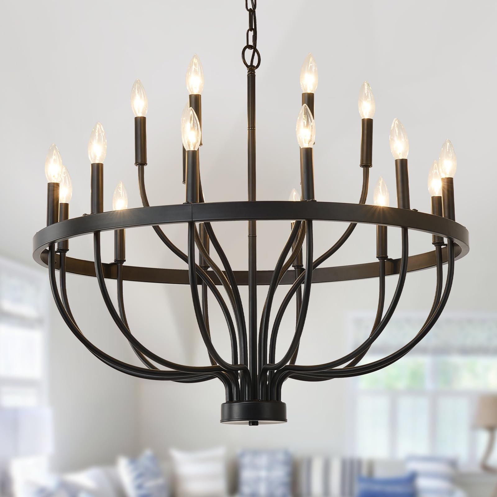 Gold Chandeliers, 6-Light Metal Candle Farmhouse Chandeliers, Rustic Industrial Modern Chandeliers Lighting Fixtures Hanging for Living Room, Kitchen, Bedroom, Dining Room(Bulbs are not Included)