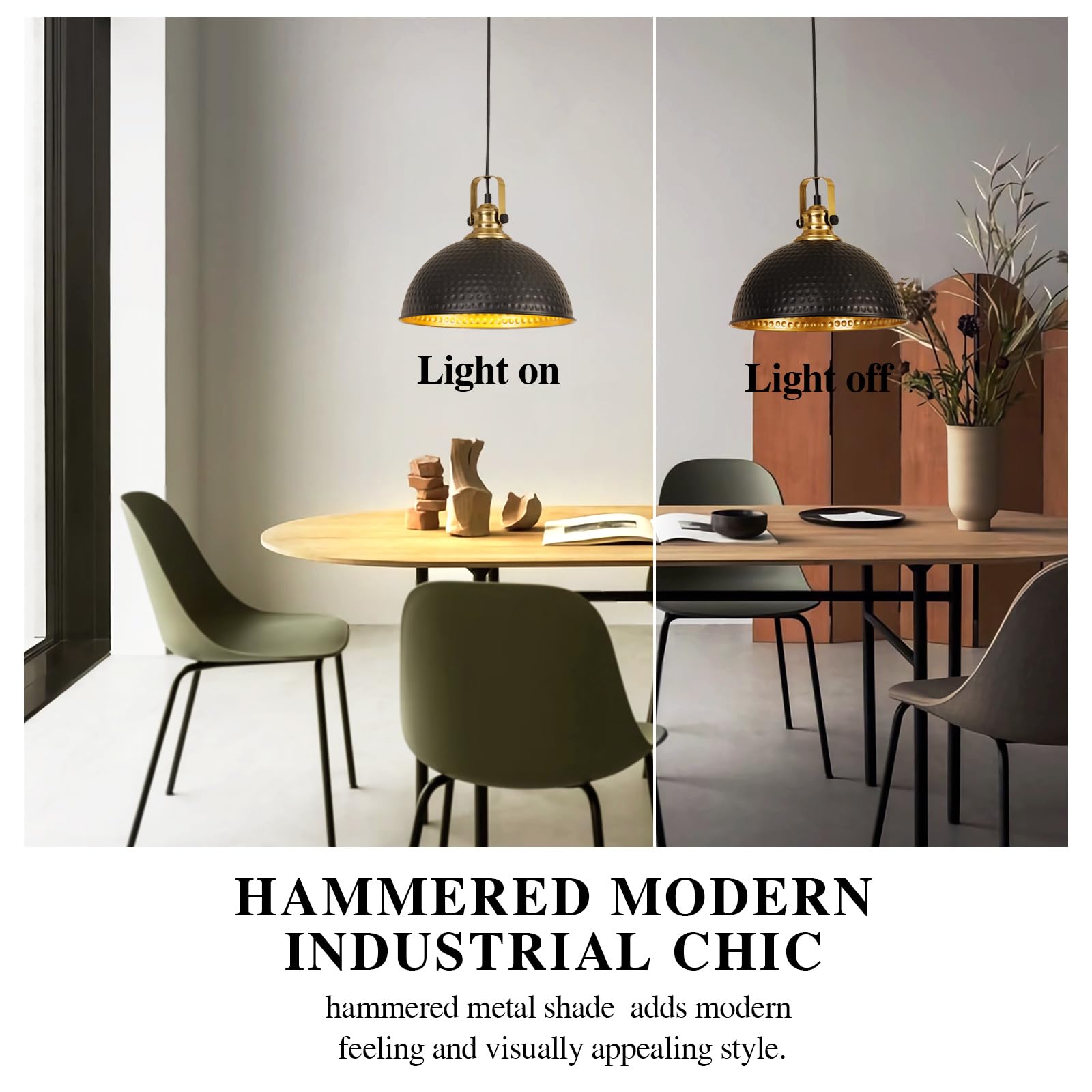 Black Pendant Lights Kitchen Island Industrial Pendant Light Fixtures Dome Kitchen Island Lights Metal Shade Modern Pendant Lighting for Bar Farmhouse Dining Room Bedroom Hallway（3 Packs）