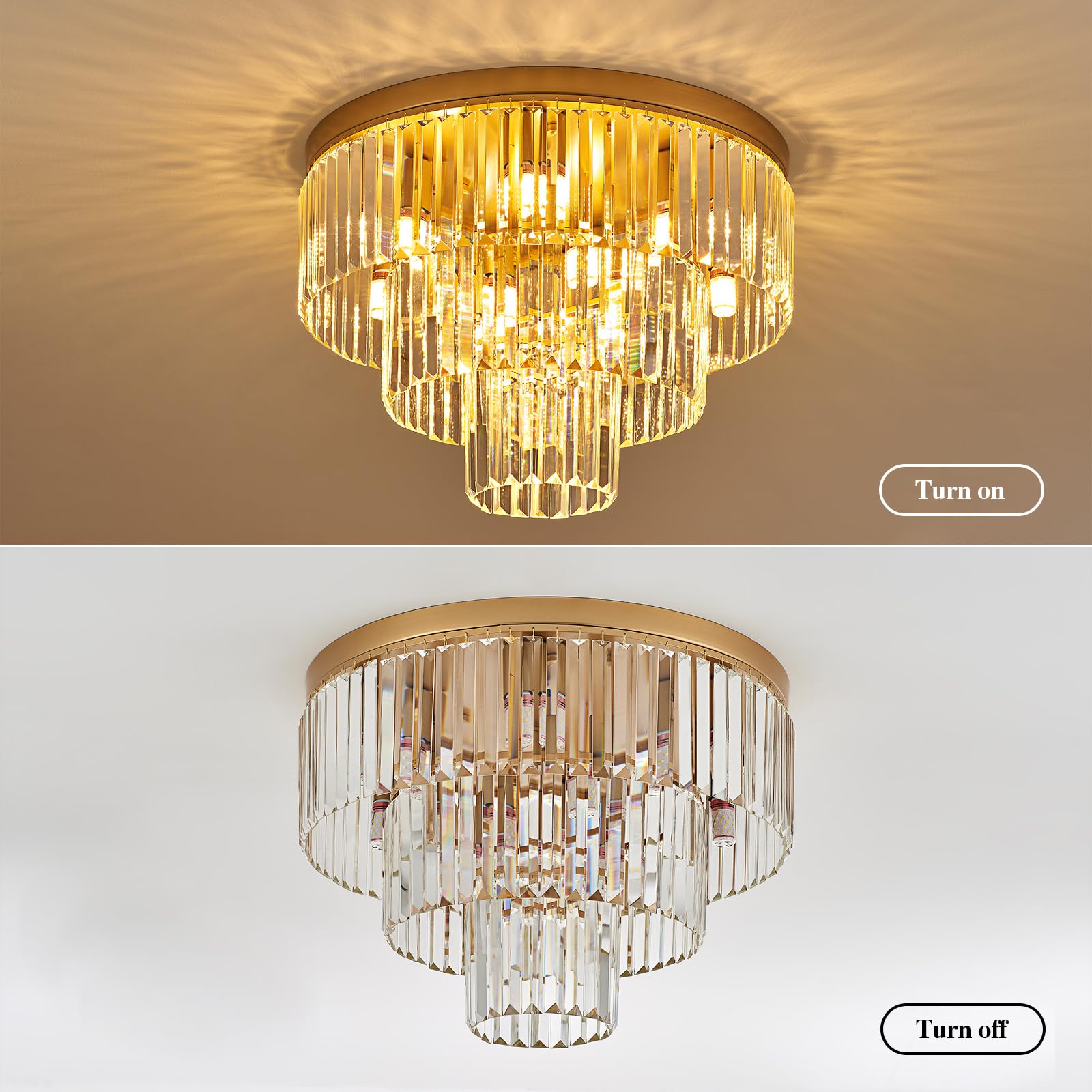 Gold Crystal Pendant Light Mini Modern Luxury Crystal Pendant Light Perfect for Dining Room, Bedroom, Kitchen, Living Room 3-Pack