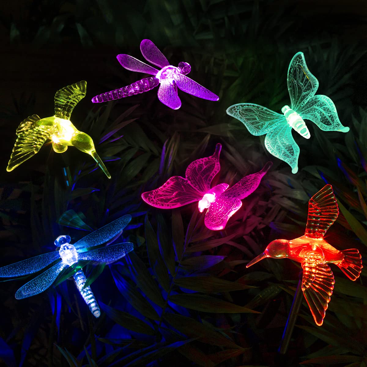 Solar Outdoor Lights Decorative,6 Pack Solar Garden Decorations,Christmas Lights Color Changing LED,Solar Garden Lights Waterproof for Garden,Lawn,Patio