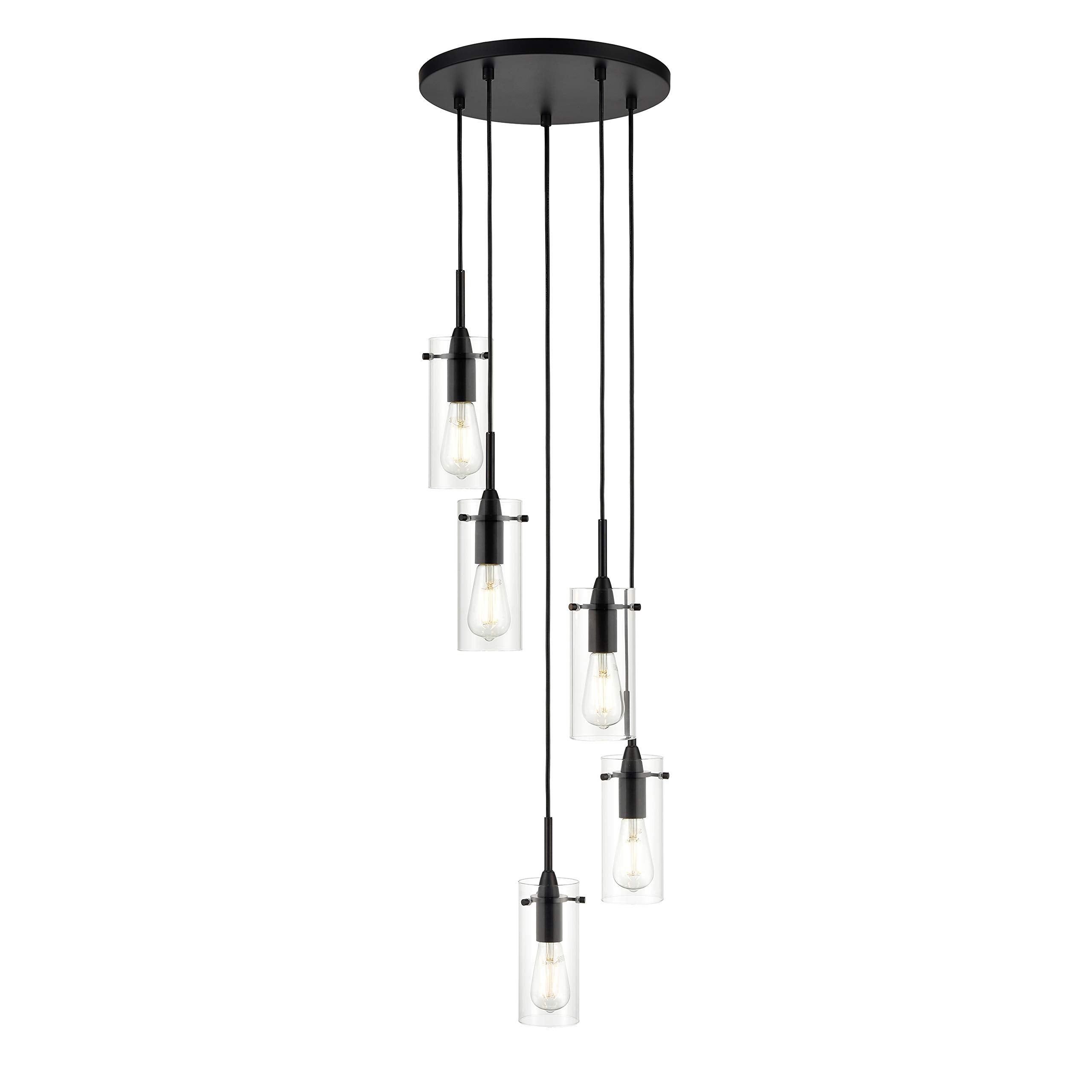 Linea di Liara Effimero 3-Light Cluster Pendant Lights Stairwell Lighting Small Chandelier Black Modern Chandelier Light Fixture Foyer Chandeliers Entryway High Ceiling Staircase Lights