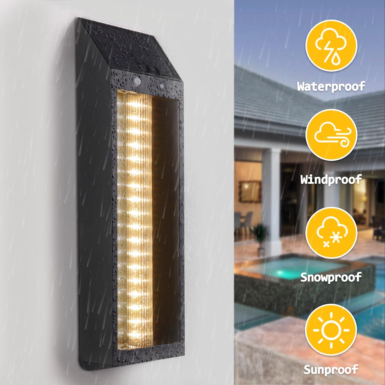 2 Pack Solar Wall Lights Outdoor, Dusk to Dawn IP65 Waterproof Patio Lantern 8 Lighting Modes, Decorative LED Wall Lamp with Remote, Soft Warm White