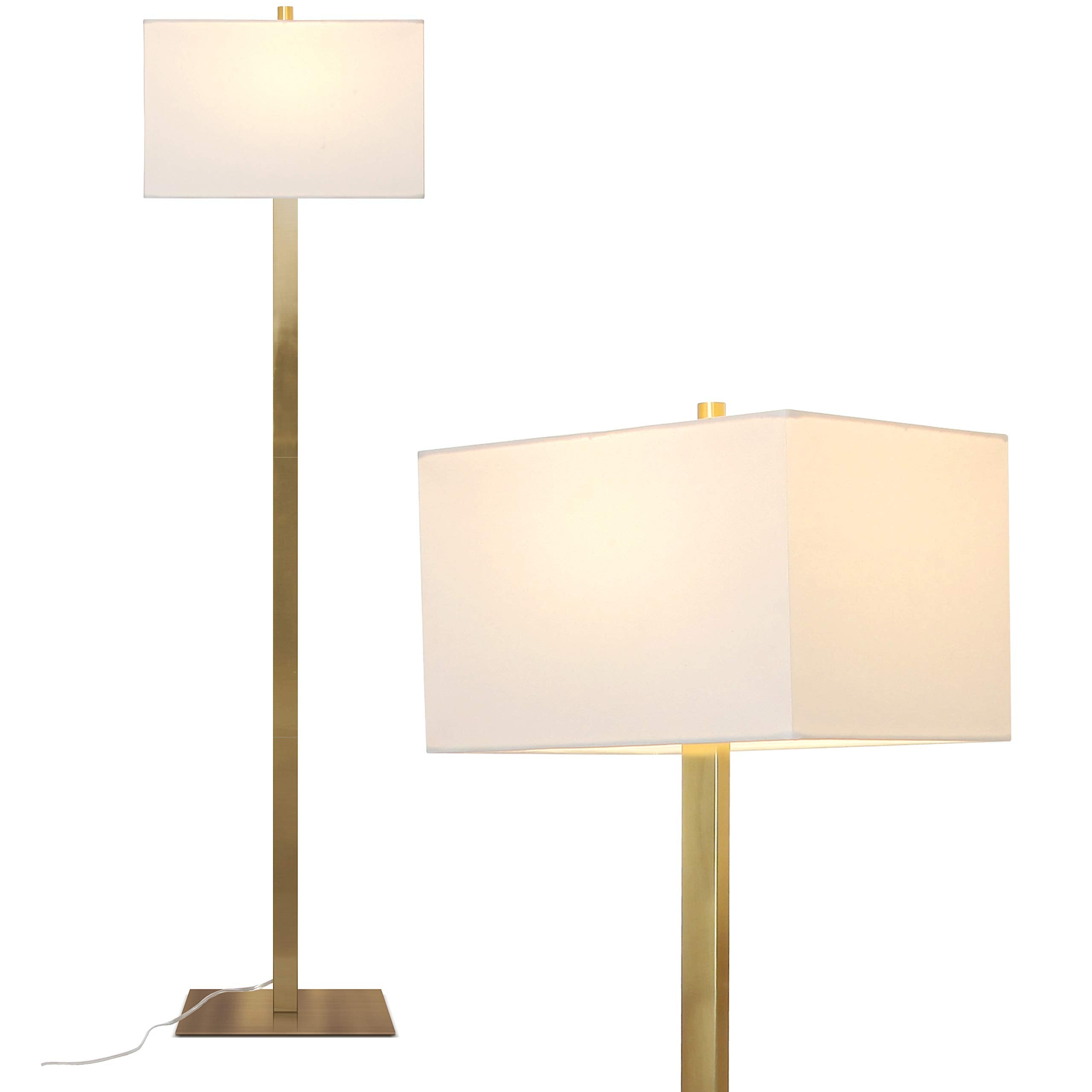 Mid-Century Modern Standing Lamp, Contemporary Lamp for Living Rooms & Offices, LED Floor Lamp for Reading and Work, Excellent Tall Lamp with Heavy Base for Living Room Décor - Brass