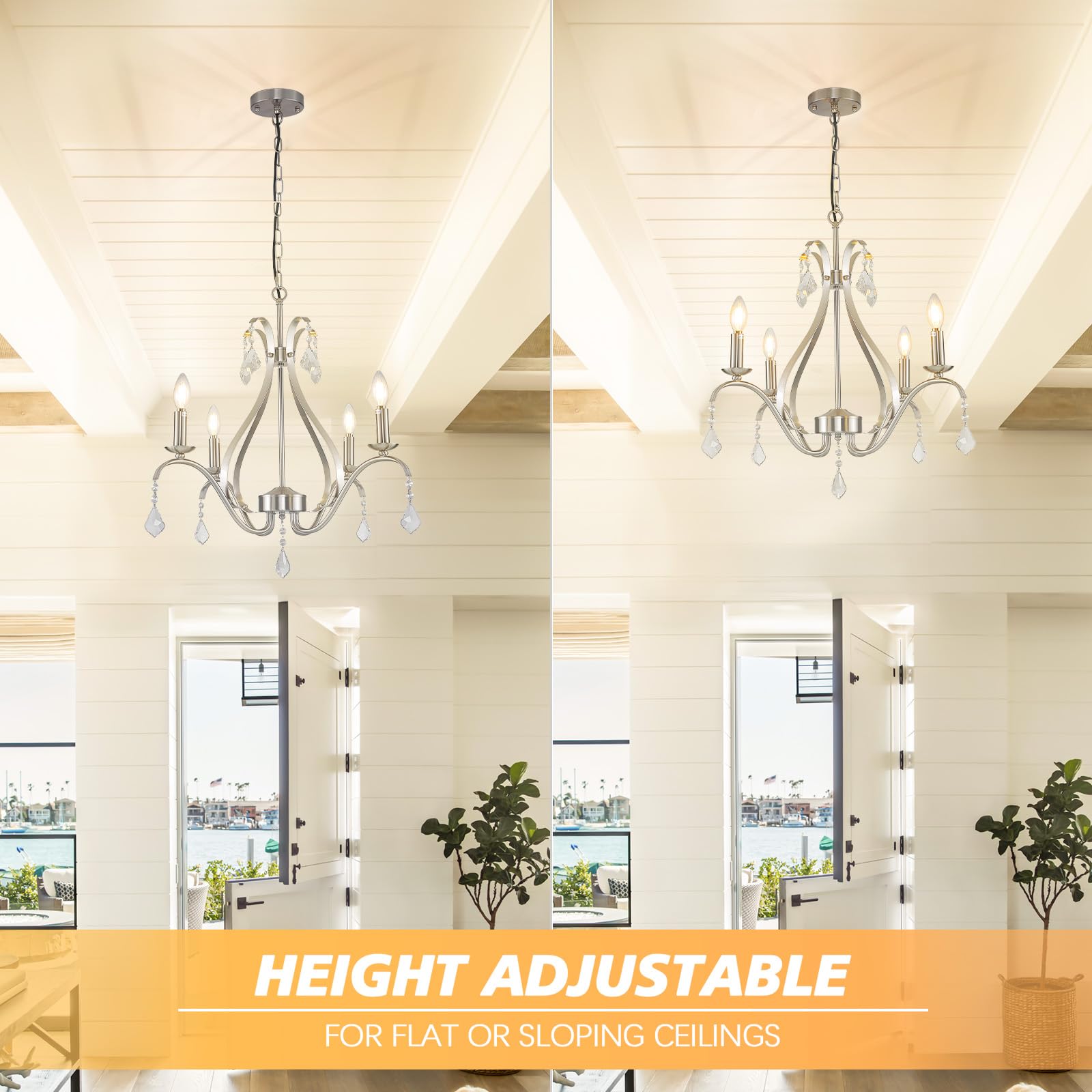 Gold Chandelier Light Fixtures Farmhouse: Modern Chandeliers for Dining Room, 8-Light Gold Crystal Chandelier, Foyer Chandeliers for High Ceilings, for Entryway,kitchen,Bedroom,Living Room,Staircase