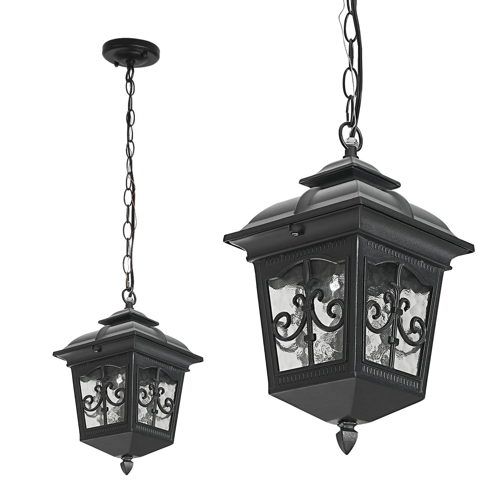 Black Outdoor Pendant Light for Porch Patio Entryway Yard Front Door Beach, Waterproof Pendant Lamp Fixture Indoor Hanging Lantern for Kitchen Dinning Room(1 Pack)