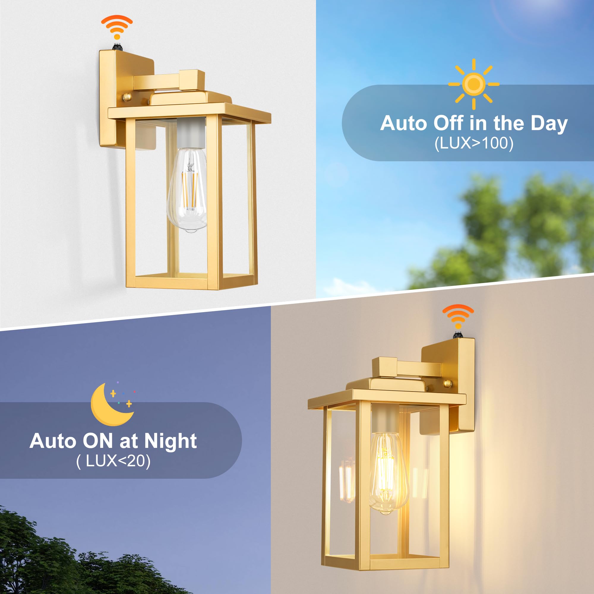 Outdoor Porch Lights Fixtures Wall Mount, Dusk to Dawn Outdoor Lighting Fixtures for House, Sensor Exterior Wall Lights, Waterproof Sconce Outside Lamp, Anti Rust Wall Lantern for Garage