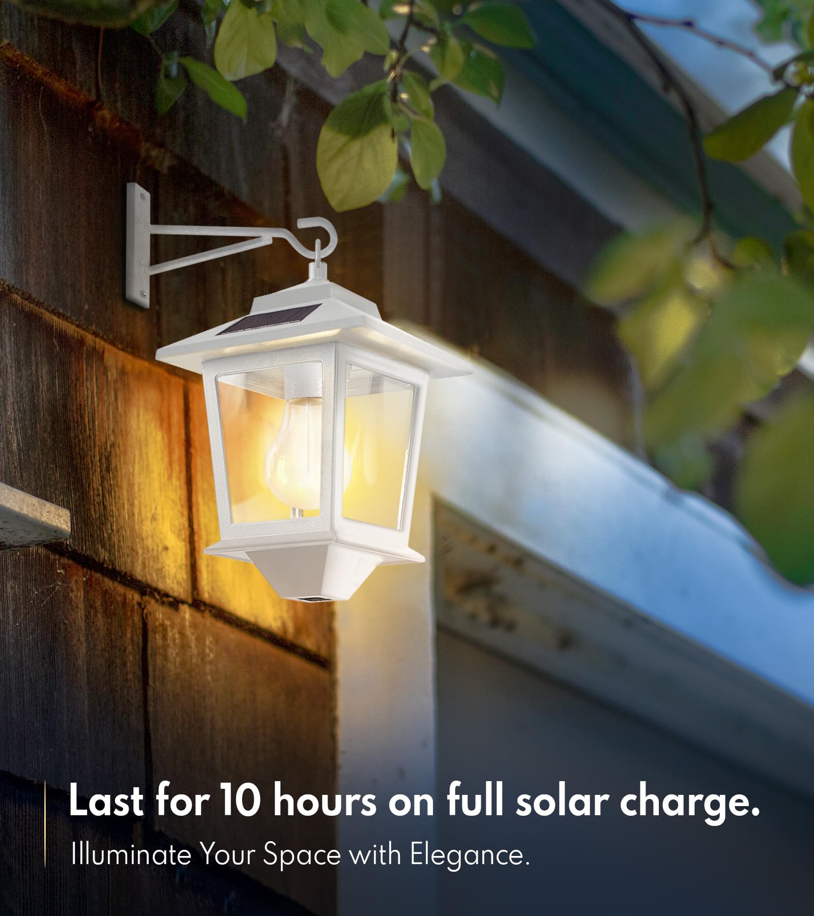 2 Pack Solar Wall Lanterns with Replaceable Bulb,Outdoor Hanging Solar Lights with 4 Solar Panels,Dusk to Dawn Led Outdoor Wall Sconce,Anti-Rust Waterproof Wall Lanterns with Hooks,3000K Warm White