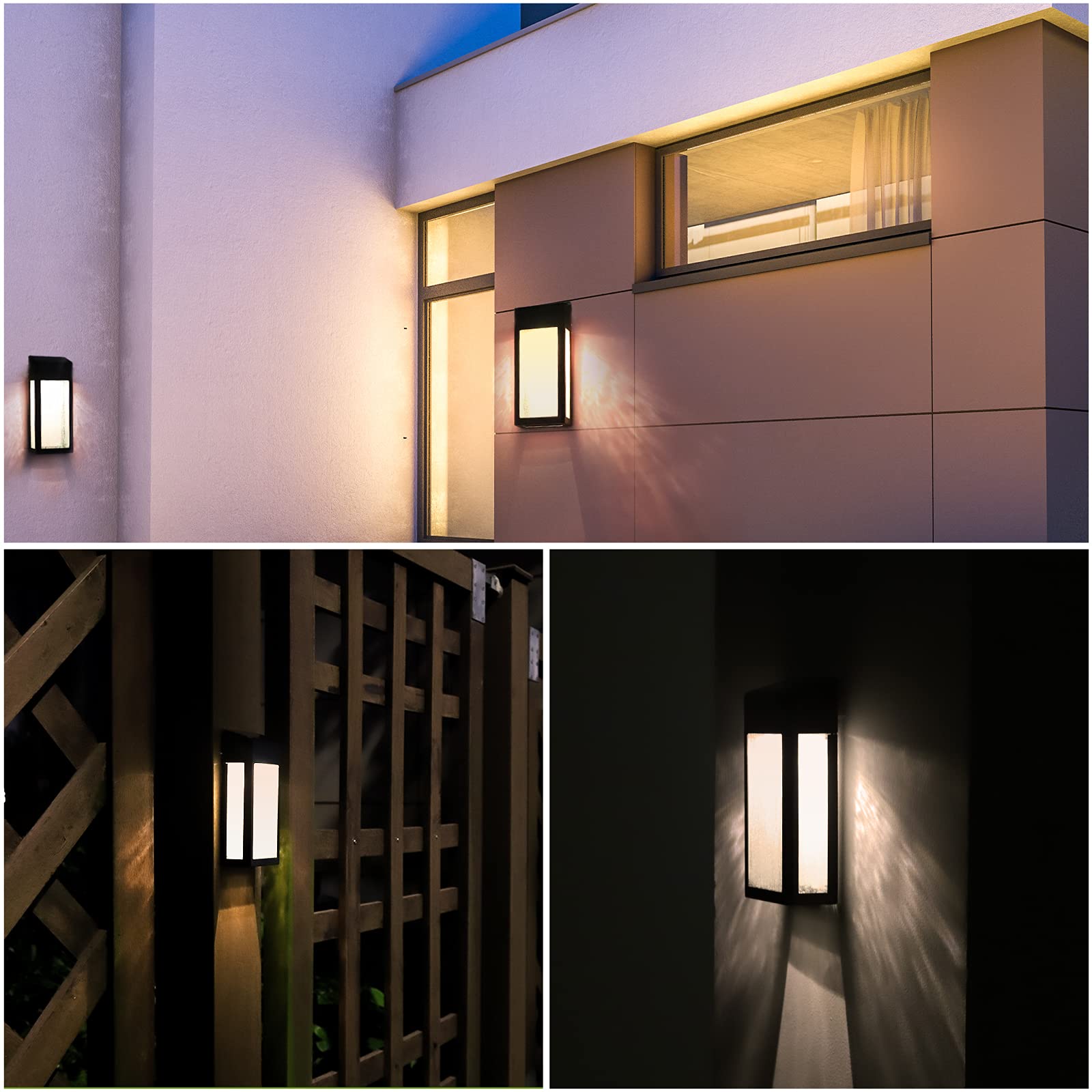 4 Pack Solar Fence Lights Solar Post Accent Light/Wall Light for Outdoor, Yard, Fence, Porch and Garage, Body in Aluminum and Glass Waterproof