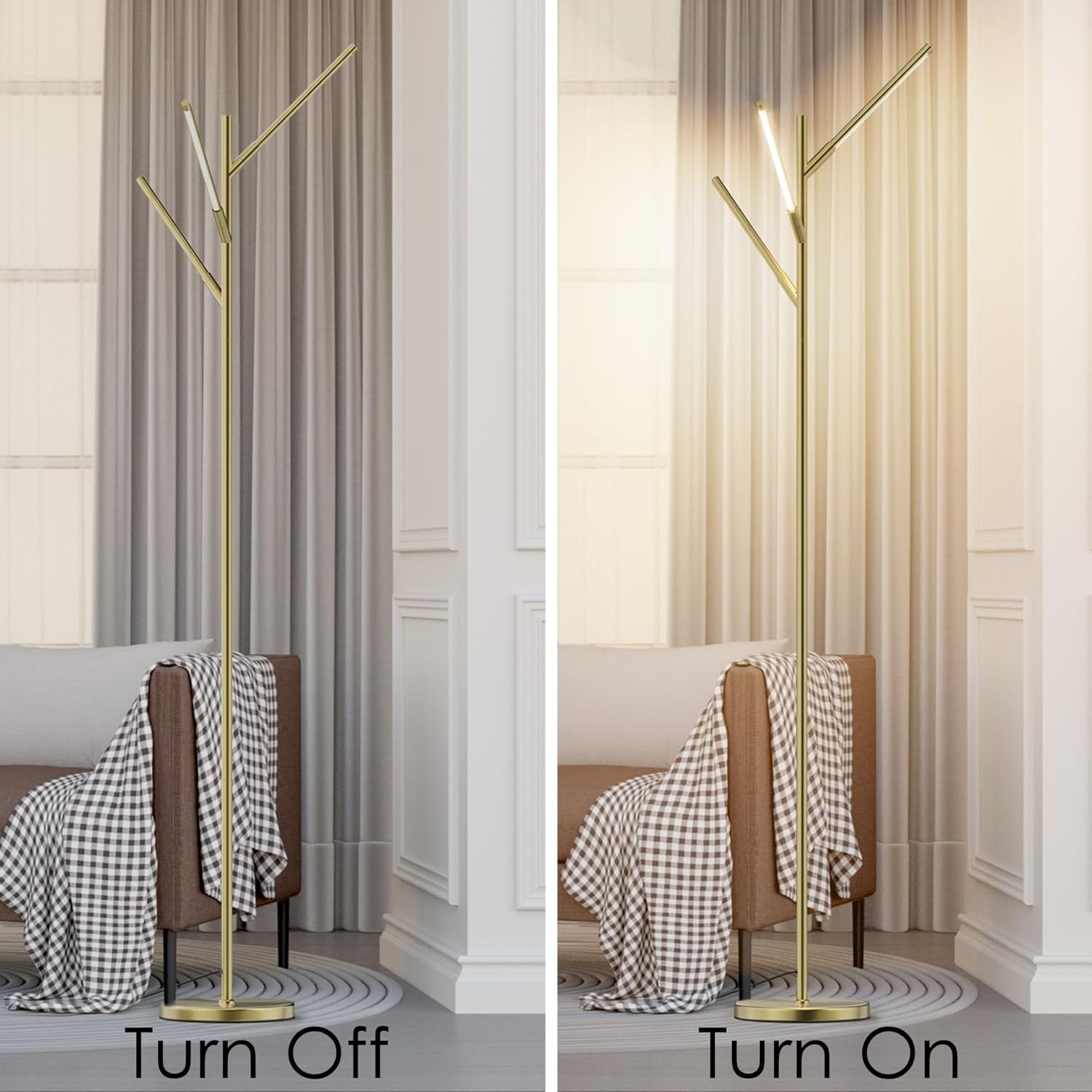 Aipsun Floor Lamps for Living Room 24W LED Modern Floor Lamps Dimmable Standing Lamp for Living Room Bedroom 3000K