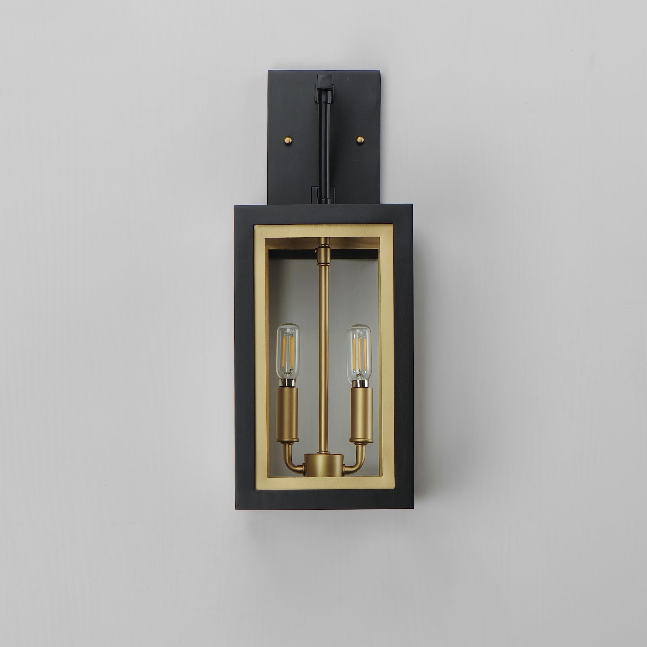 Lighting 30054CLBKGLD I Neoclass Collection 18 Inch Two Light Outdoor Wall Sconce I Black & Gold Finish I Modern Contemporary Light Fixture I