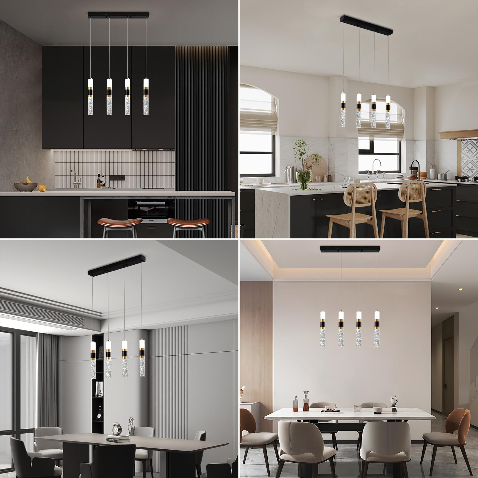 3-Light LED Pendant Lights Kitchen Island, 3-Light Cluster Pendant Lighting, Dimmable LED Modern Pendant Lights Kitchen Island, Pendant Lighting for Dining Room Table