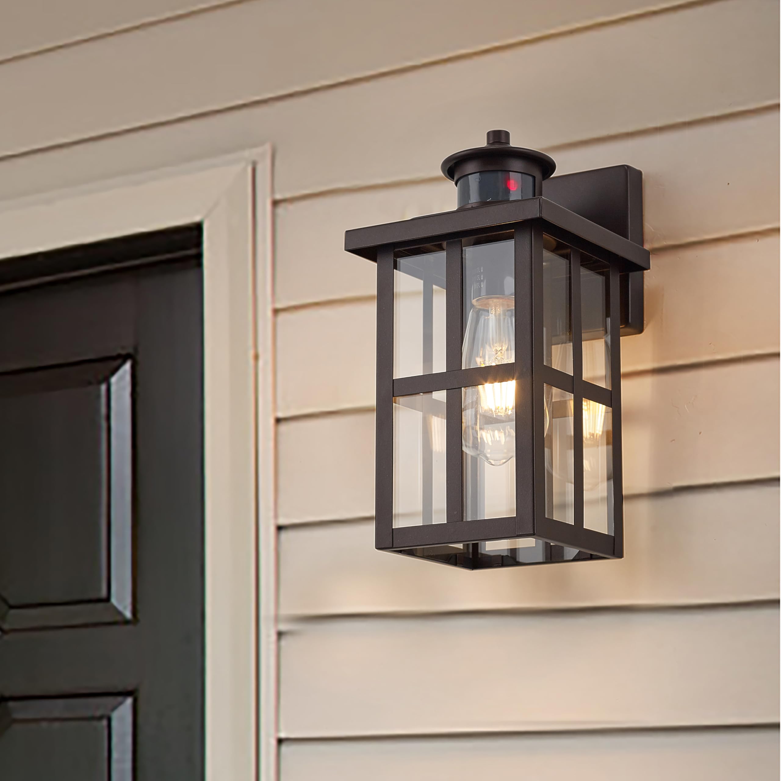 Oil Rubbed Bronze Outdoor Light Sconces Wall Mount, Clear Seedy Glass Large Exterior Porch Wall Lantern, 12.5" Outside Lights for House, Front Porch, Patio, Backyard