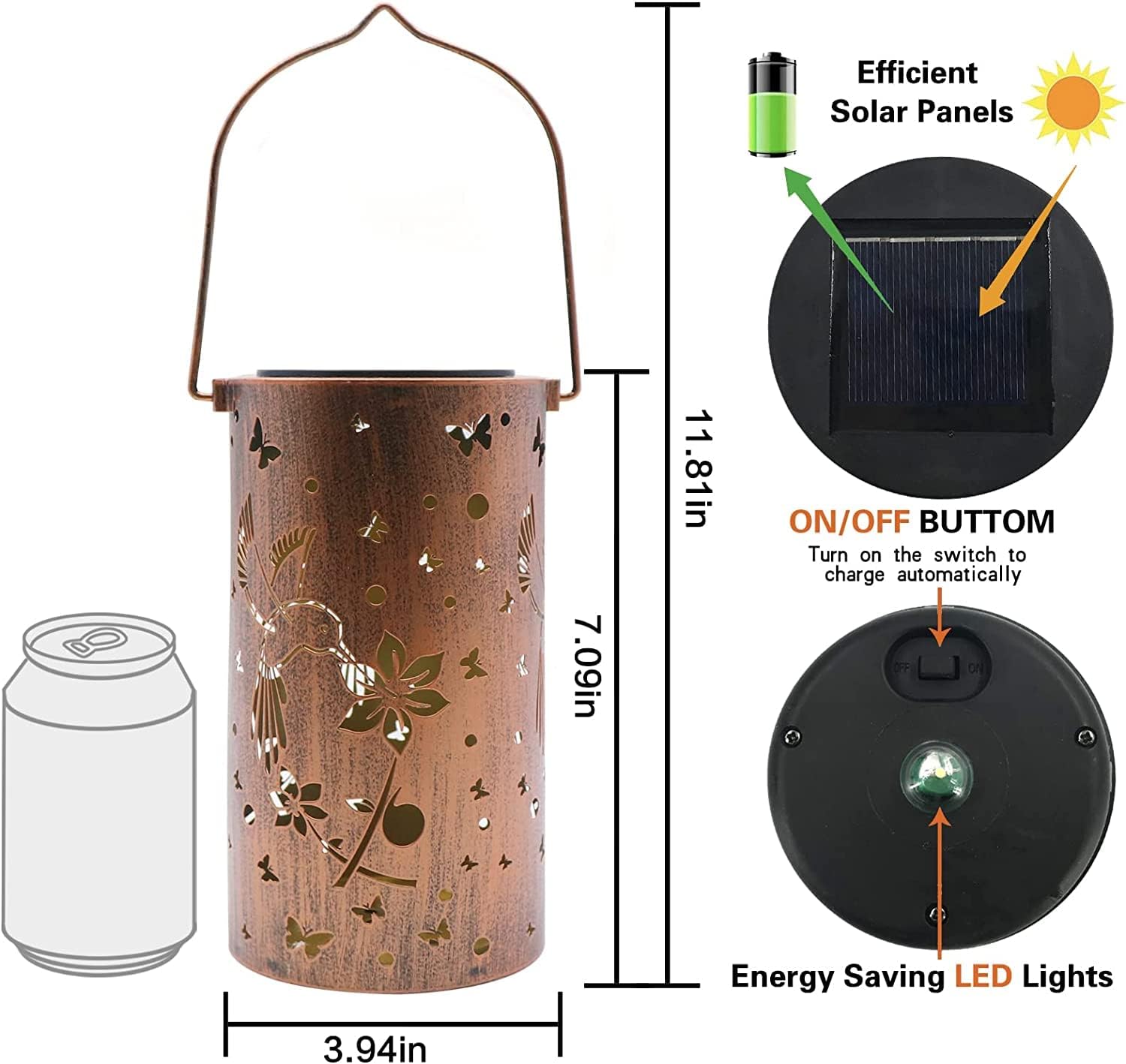 Hummingbird Solar Lantern Lights Outdoor Hanging, Metal Decor Lanterns-Waterproof LED Decorative Light for Garden Patio Yard Lawn Backyard Front Porch as Gifts for Mom Grandma Women