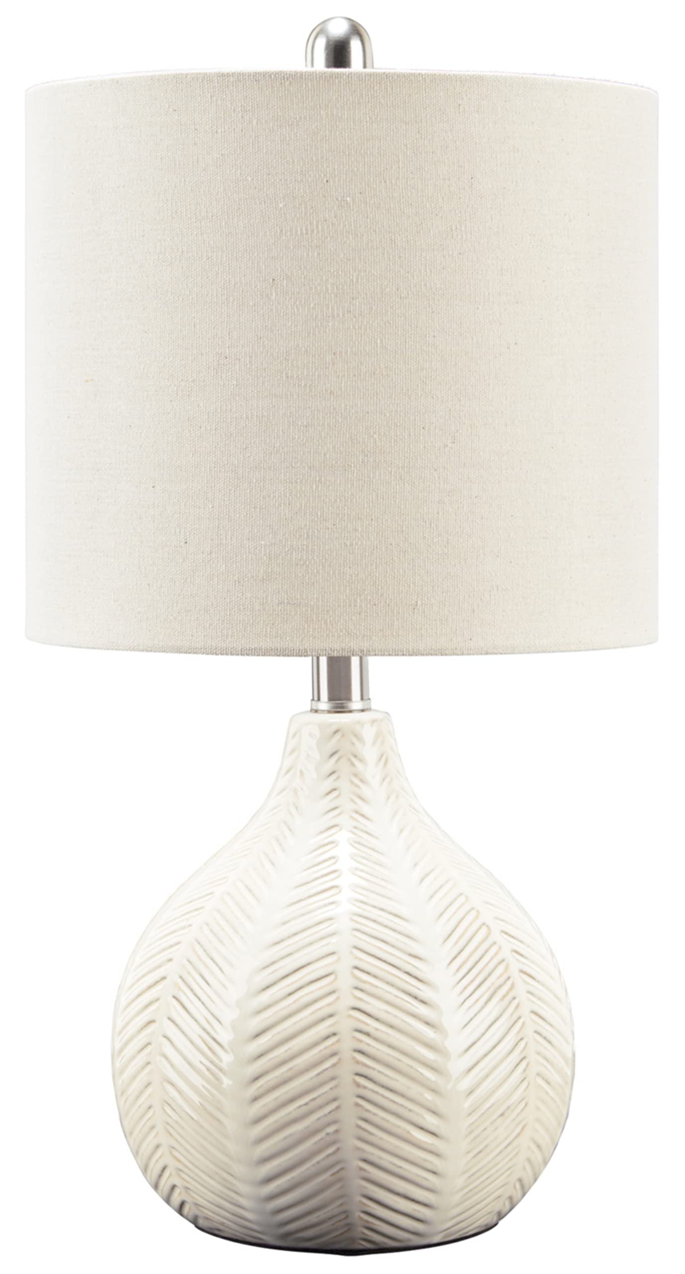 20" Modern Herringbone Ceramic Table Lamp, Off White