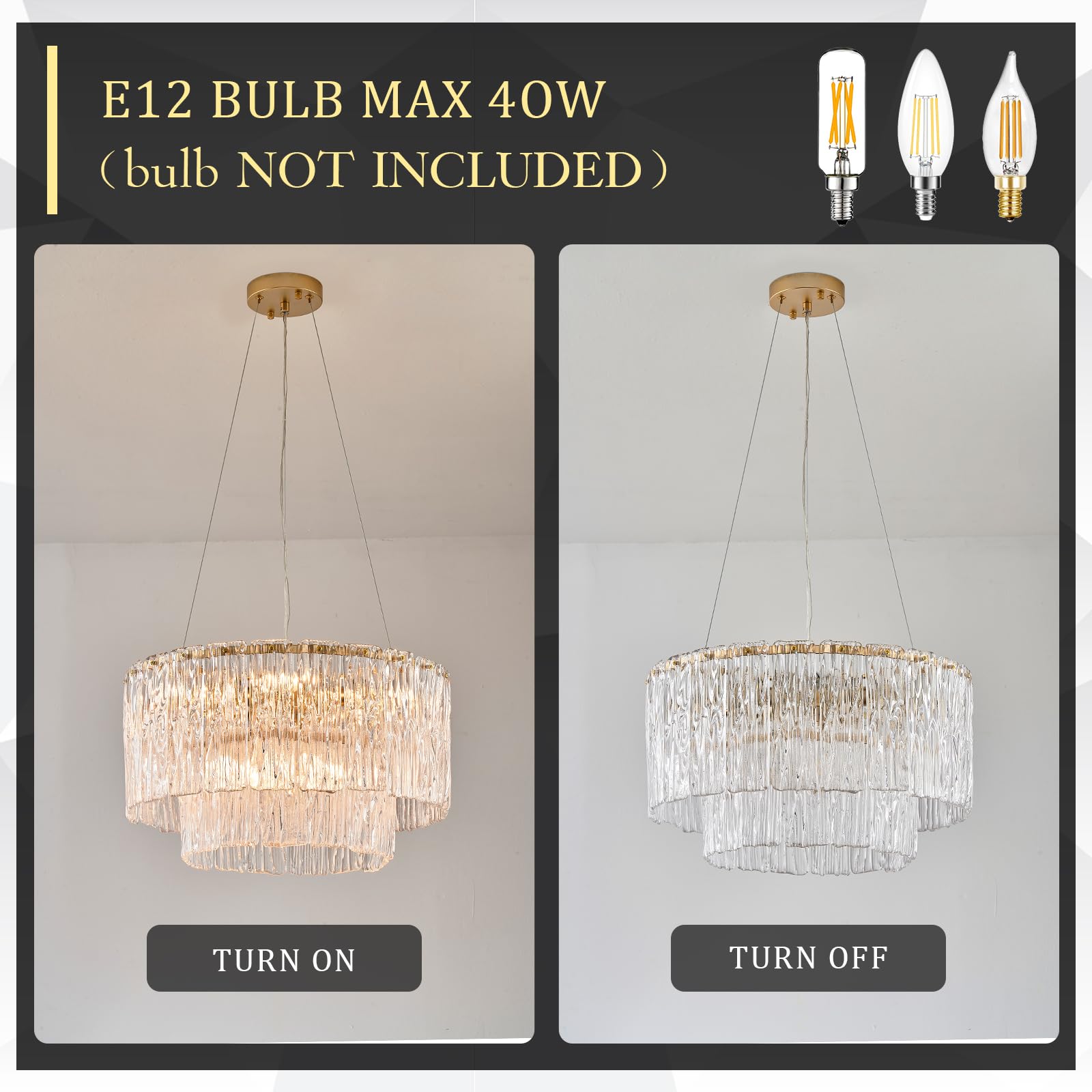 Modern Gold Chandeliers,20” Crystal Glass Pendant Ceiling Light Fixtures 7-Light Round Chandelier Luxury 2 Tiers Hanging Chandelier for Dining Room Foyer Living Room Bedroom